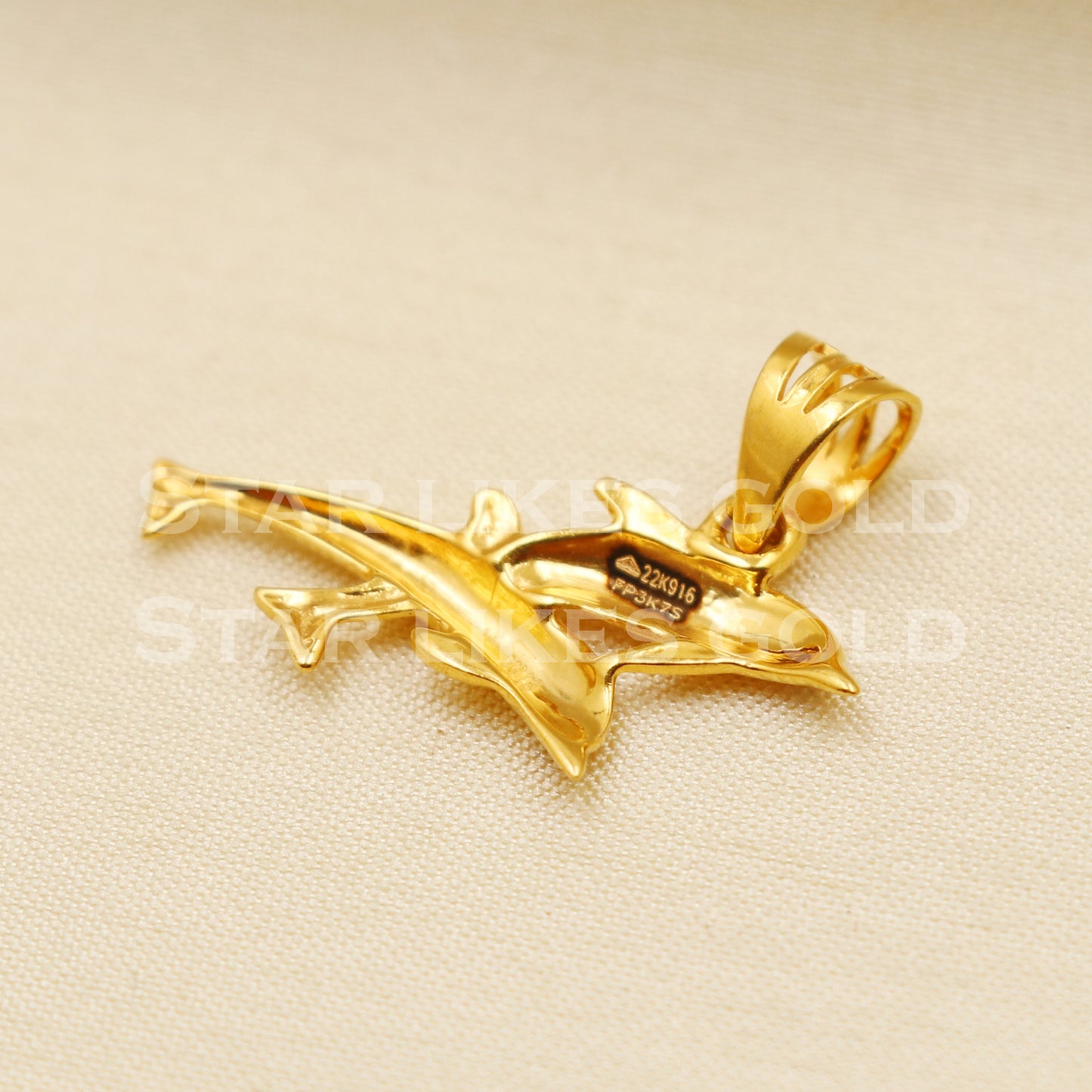 Dolphin 22k Yellow Gold Handmade Pendant Jewelry, PR1187