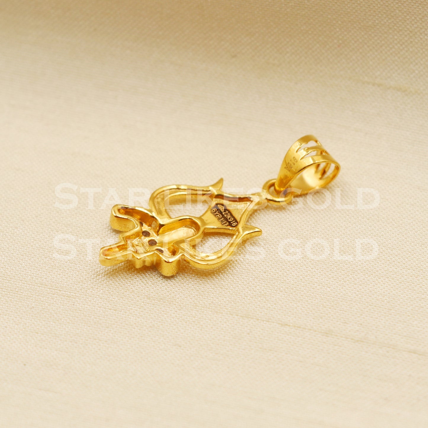 Shiva Om Trishul 22k Yellow Gold Handmade Pendant Jewelry, PR1193