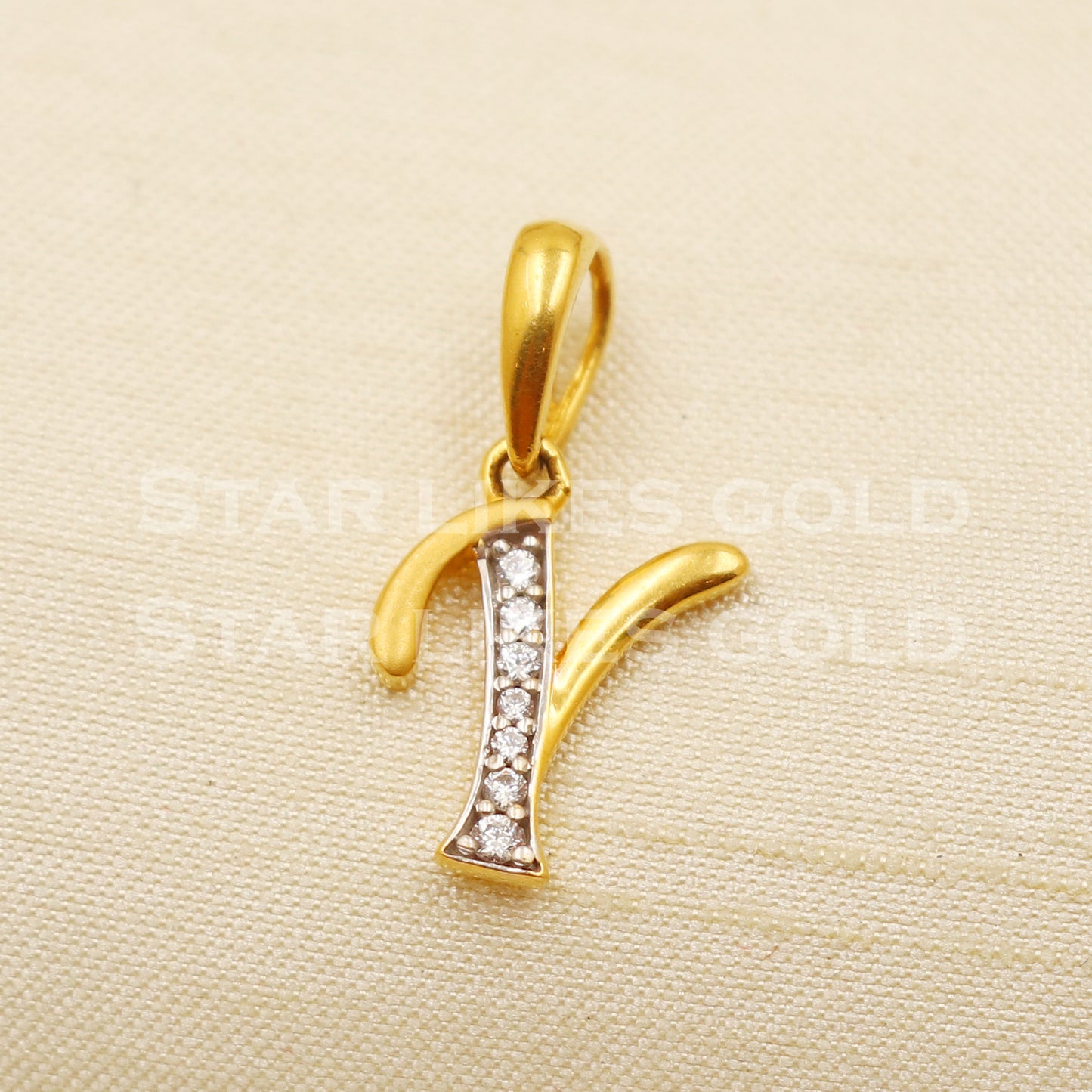 Y Name Initial 18k Yellow Gold Handmade Charms Pendant light weight Jewelry, PR1196