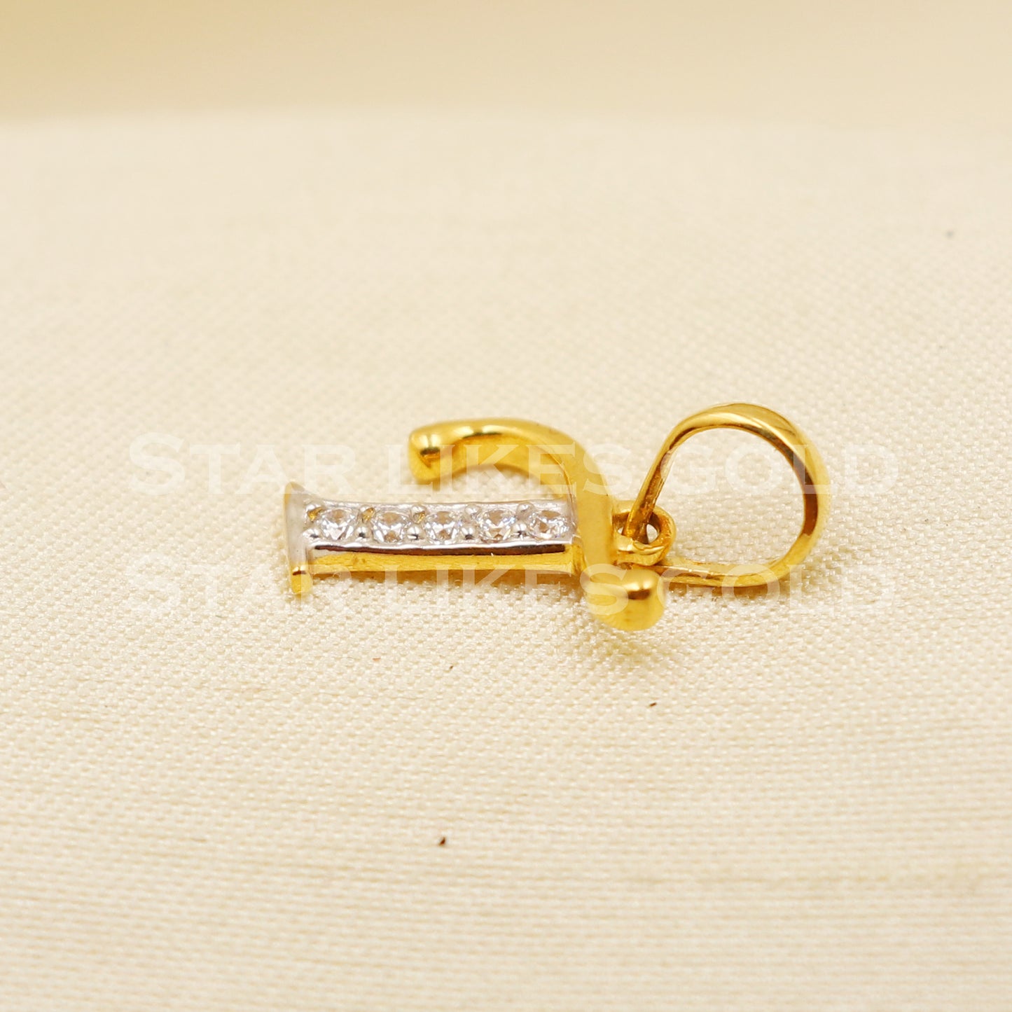 T Name Initial 18k Yellow Gold Handmade Charms Pendant light weight Jewelry, PR1197