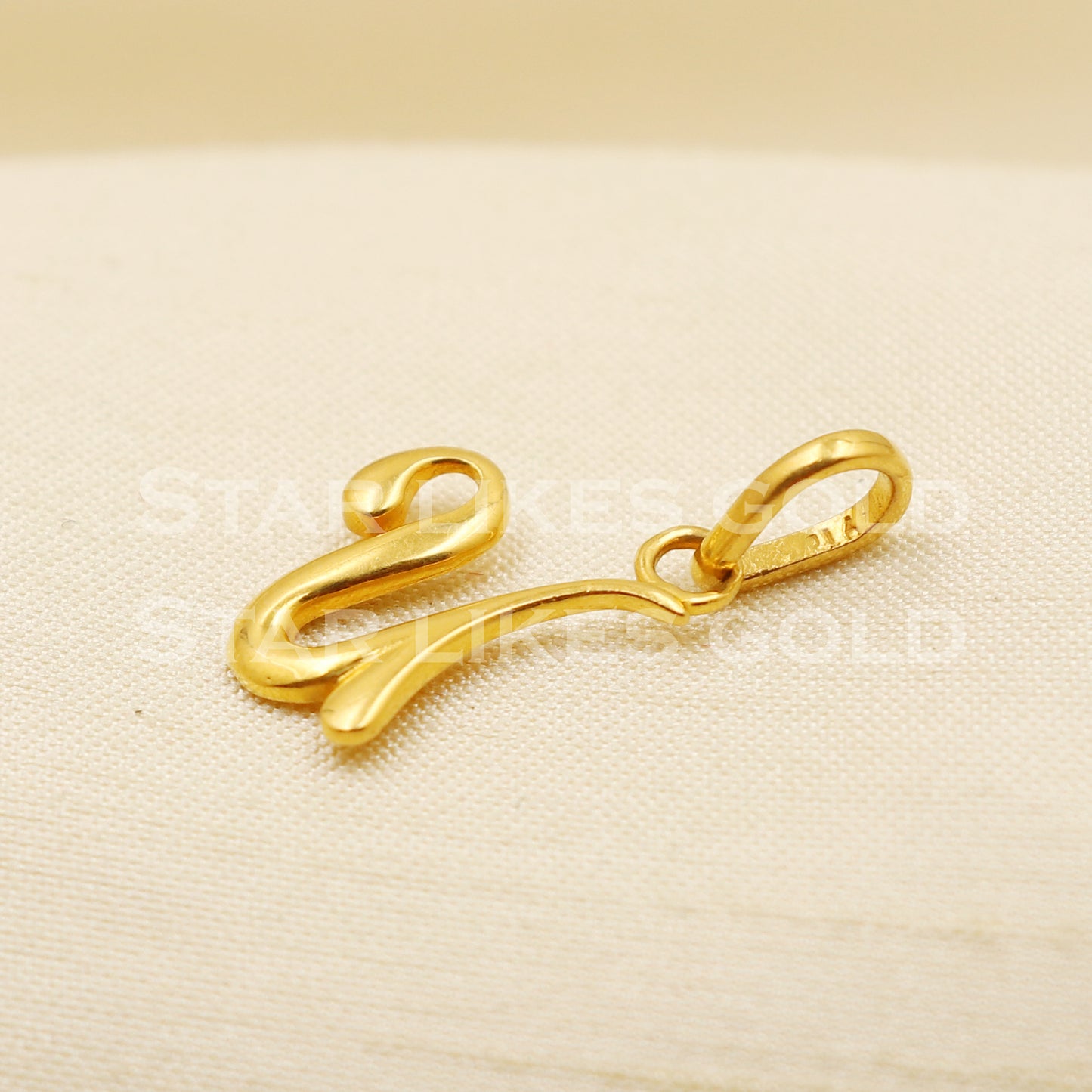 U Name Initial Zircon 22k Yellow Gold Handmade Charms Pendant light weight Jewelry, PR1199