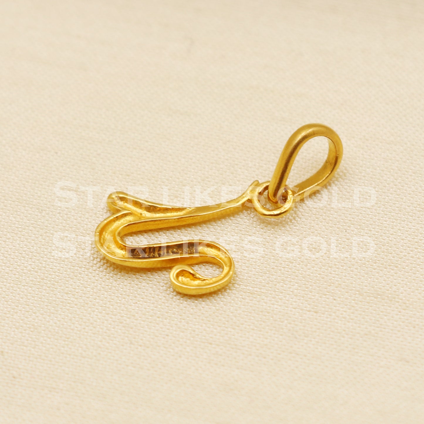 U Name Initial Zircon 22k Yellow Gold Handmade Charms Pendant light weight Jewelry, PR1199