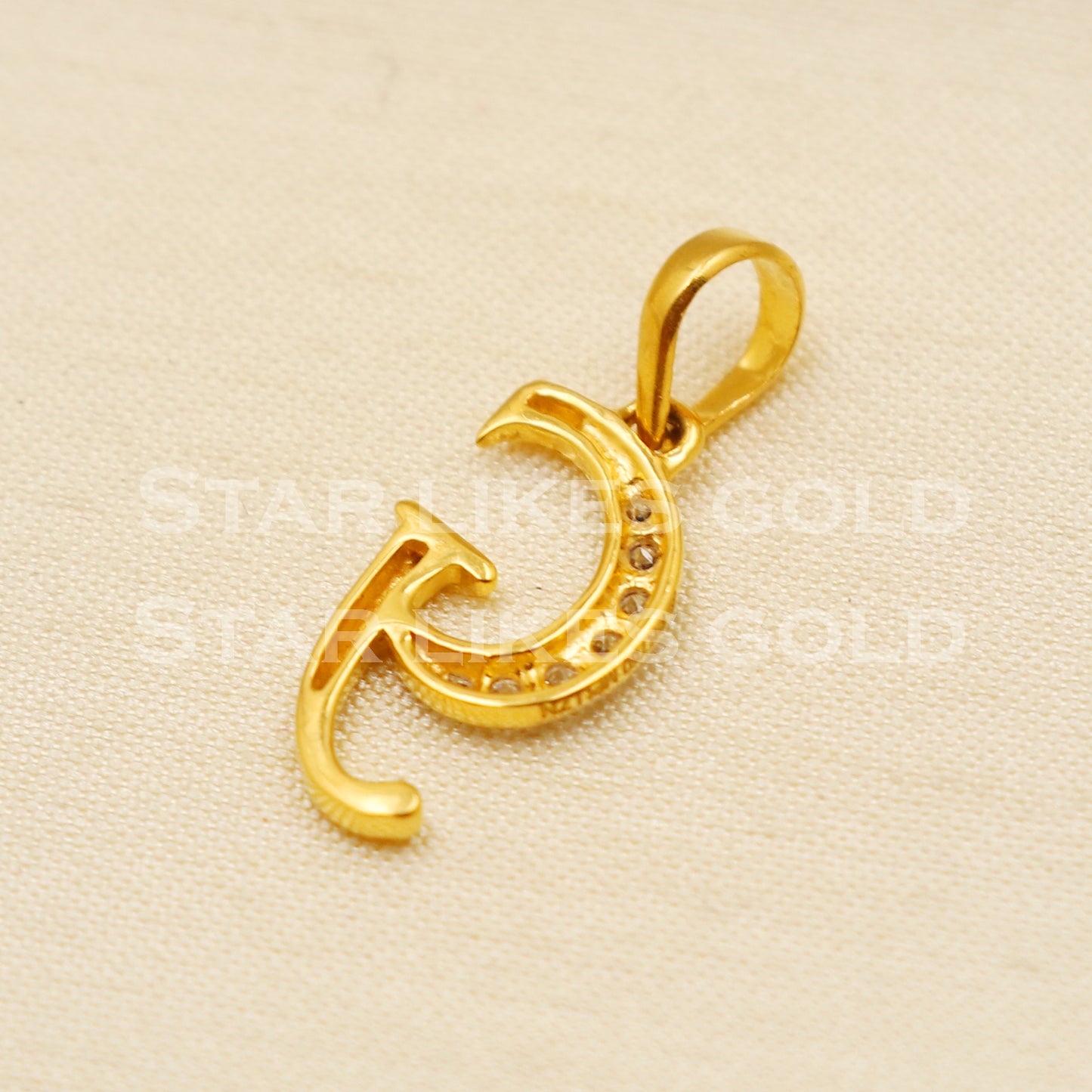 G Name Initial Zircon 18k Yellow Gold Handmade Charms Pendant light weight Jewelry, PR1200