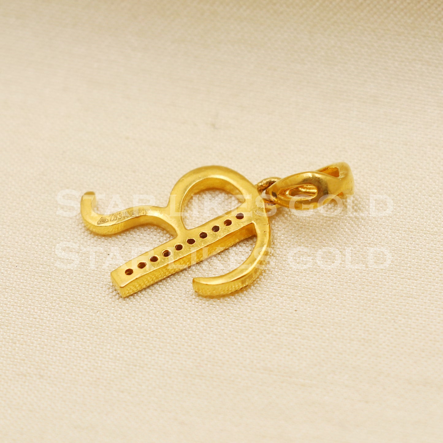 R Name Initial Zircon 22k Yellow Gold Handmade Charms Pendant light weight Jewelry, PR1201