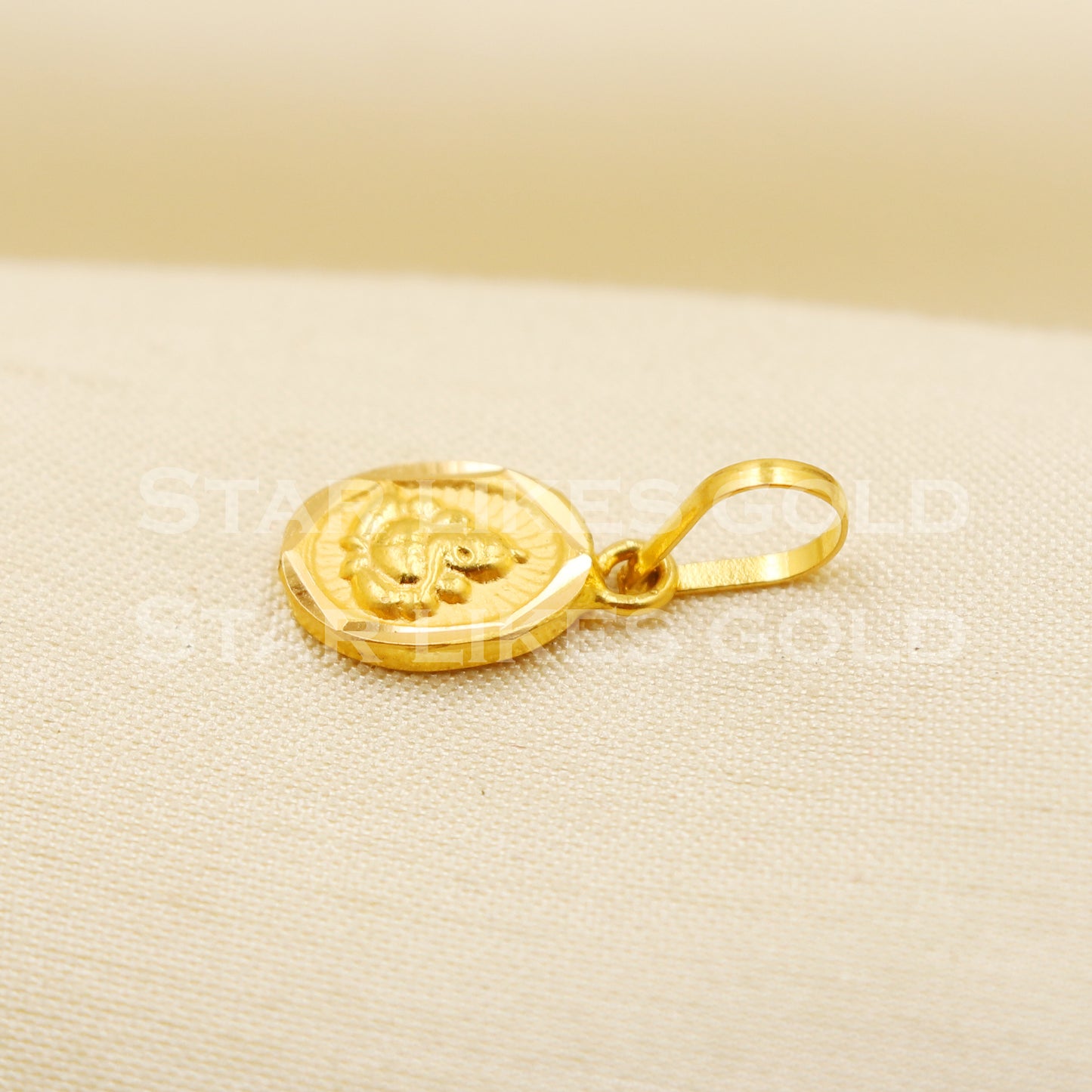 Ganehsji 22k Yellow Gold Handmade Charms Pendant light weight Jewelry, PR1209