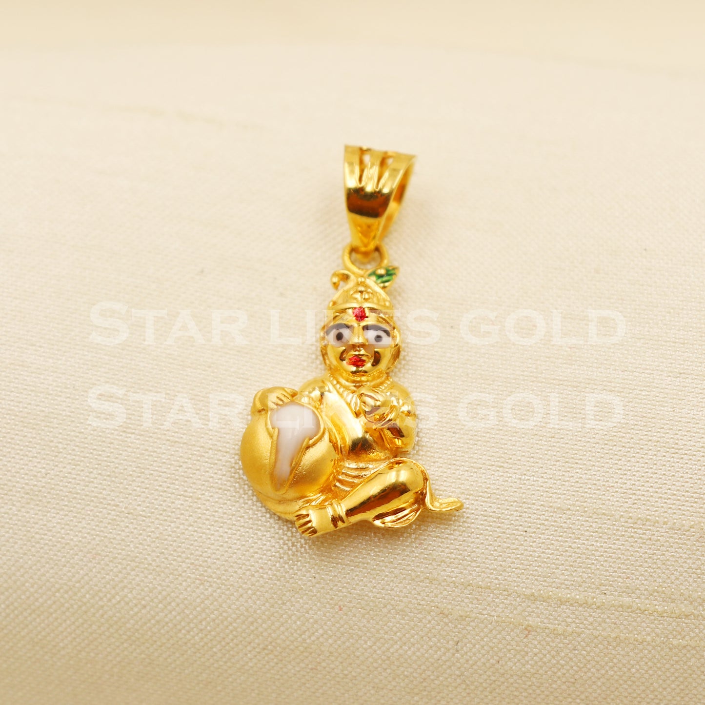 Bal Krishna 22k Yellow Gold Handmade Charms Pendant light weight Jewelry, PR1210