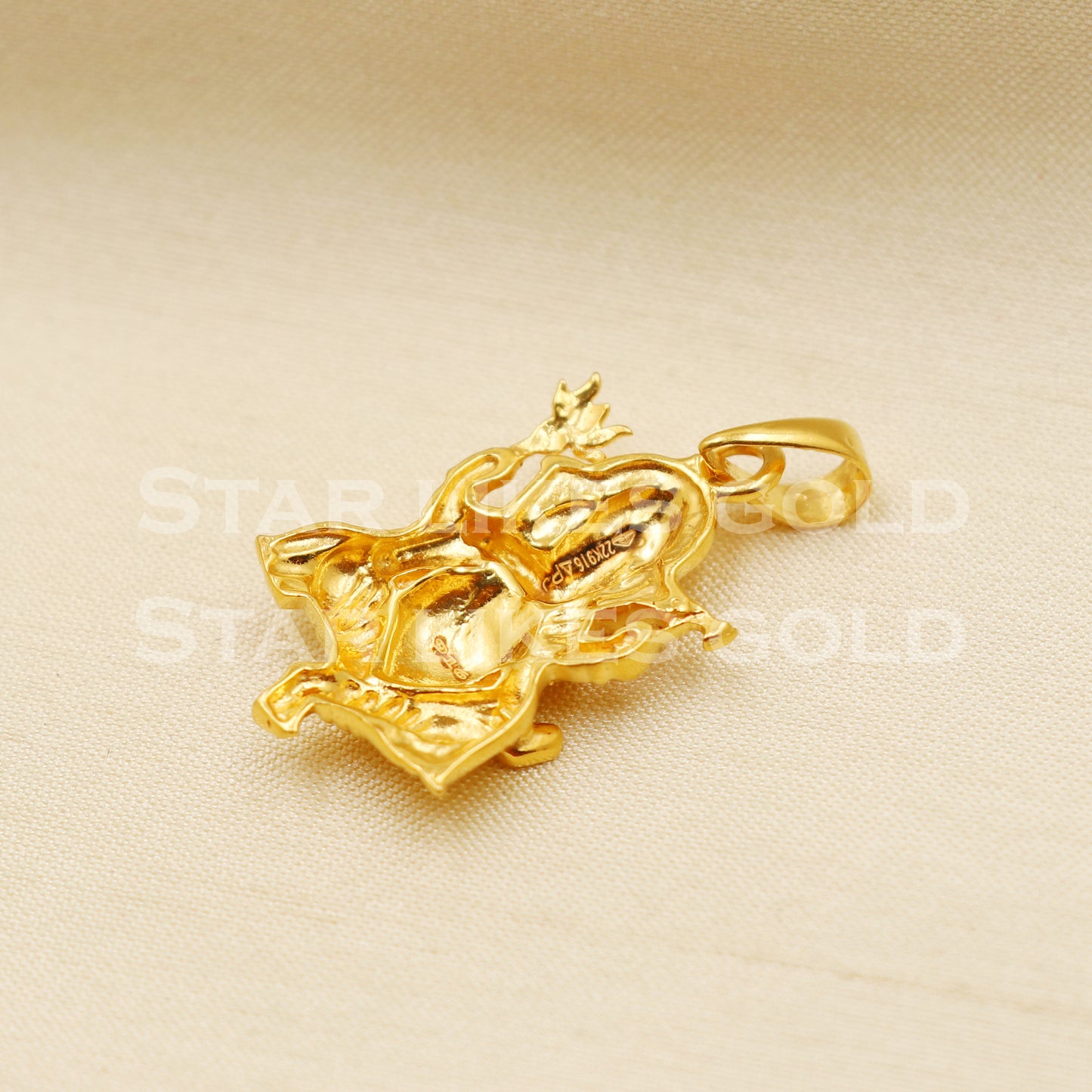 Ganeshji 22k Yellow Gold Handmade Charms Pendant light weight Jewelry, PR1213