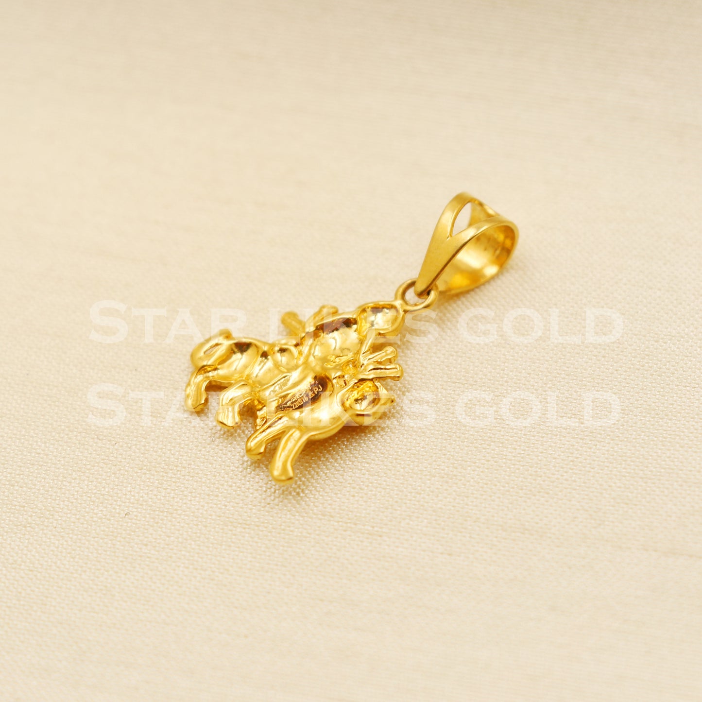 Durga Devi Goddess 22k Yellow Gold Handmade Charms Pendant light weight Jewelry, PR1215