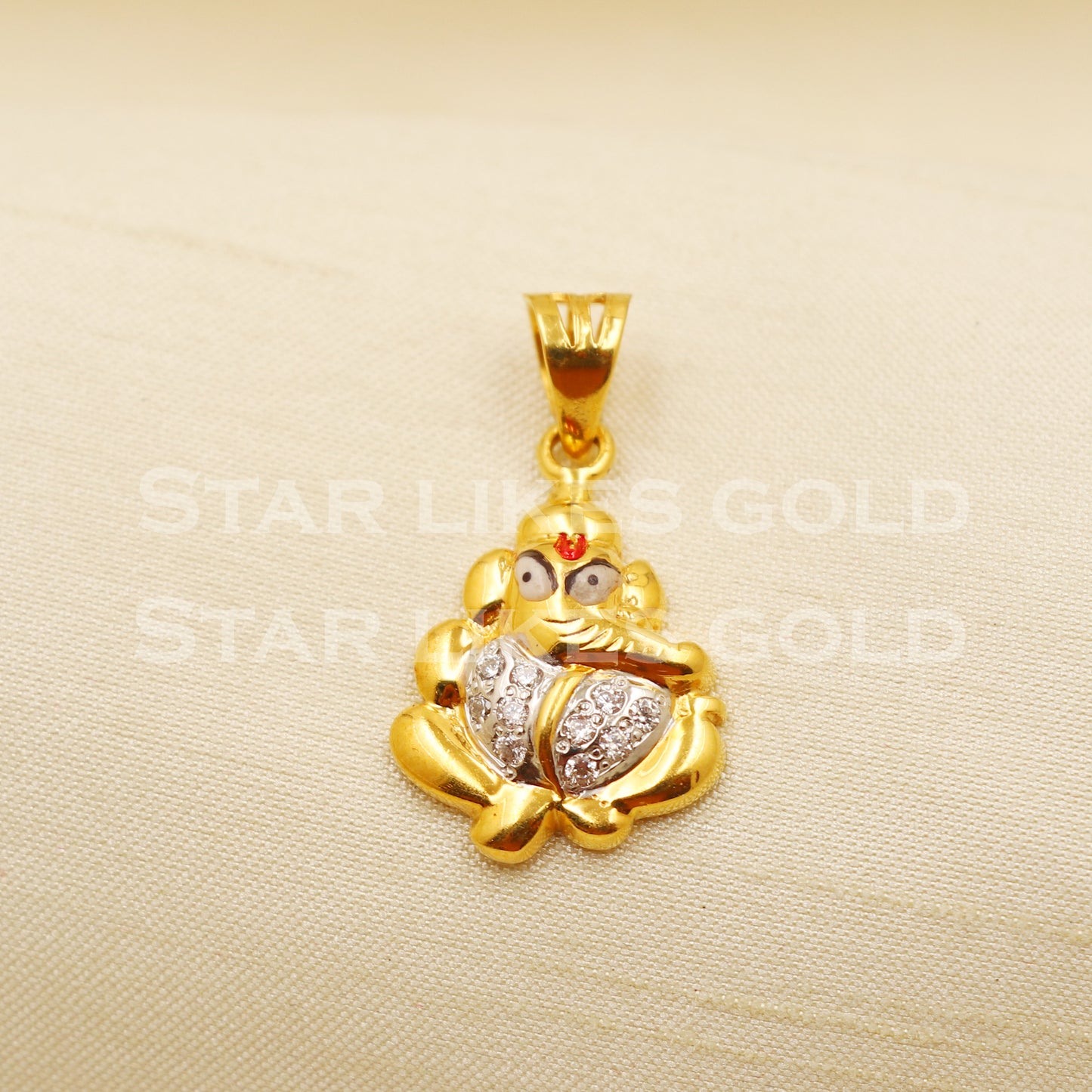 Ganeshji 22k Yellow Gold Handmade Charms Pendant light weight Jewelry, PR1216