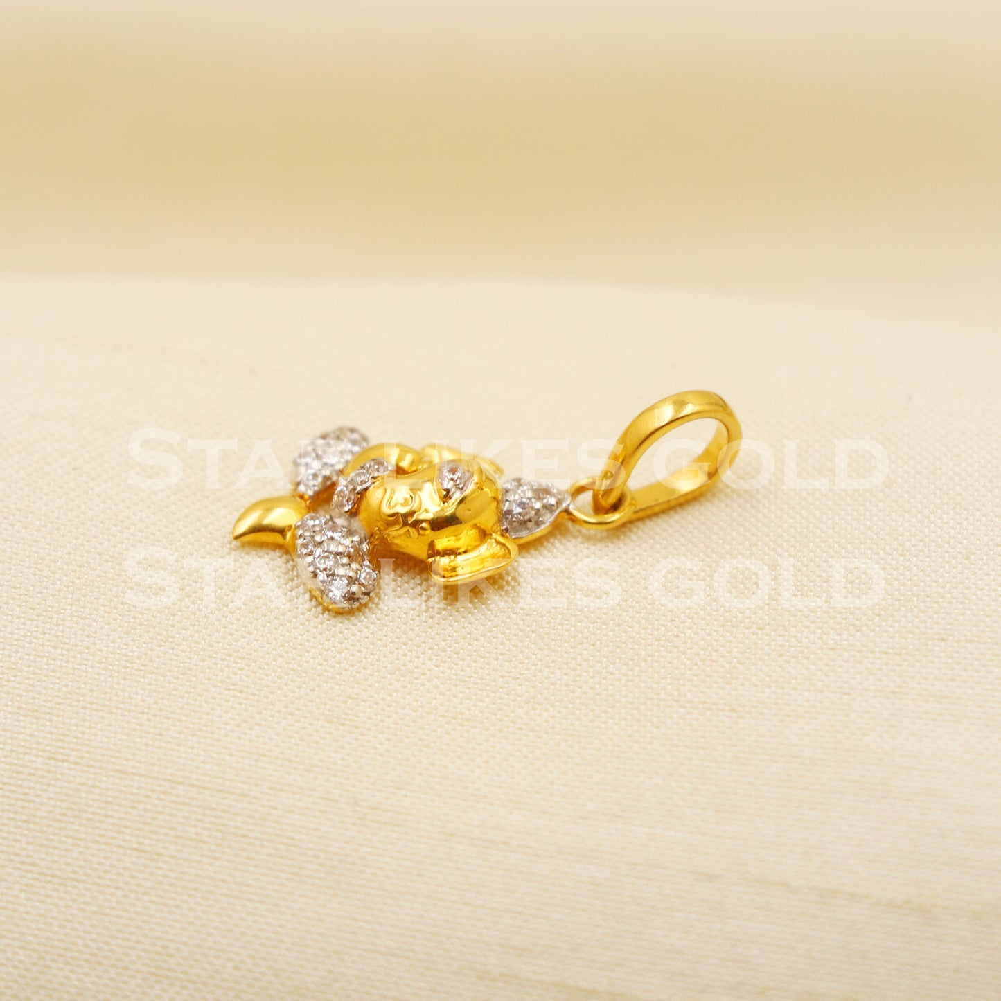 Ganeshji 22k Yellow Gold Handmade Charms Pendant light weight Jewelry, PR1218