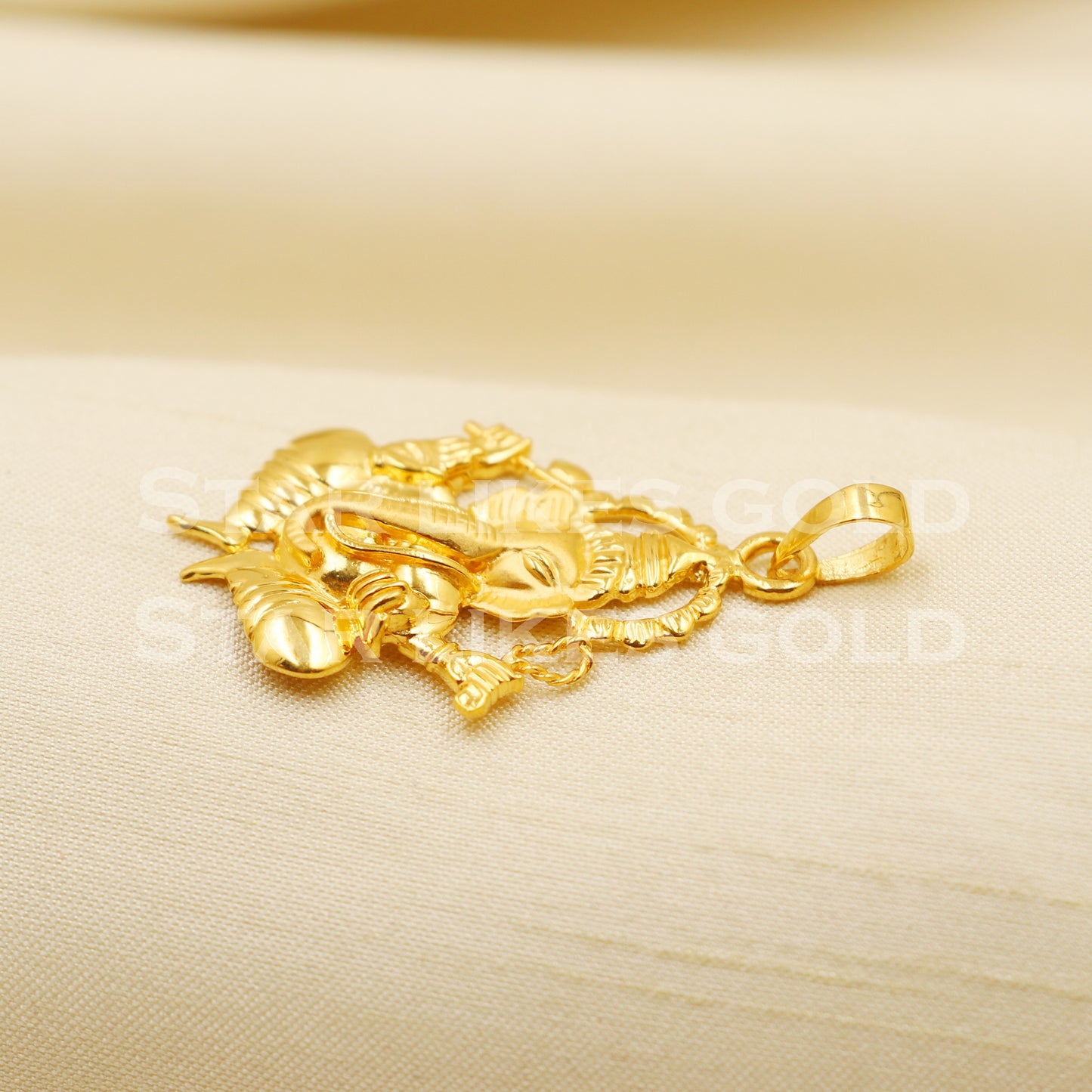Ganeshji 22k Yellow Gold Handmade Charms Pendant light weight Jewelry, PR1219