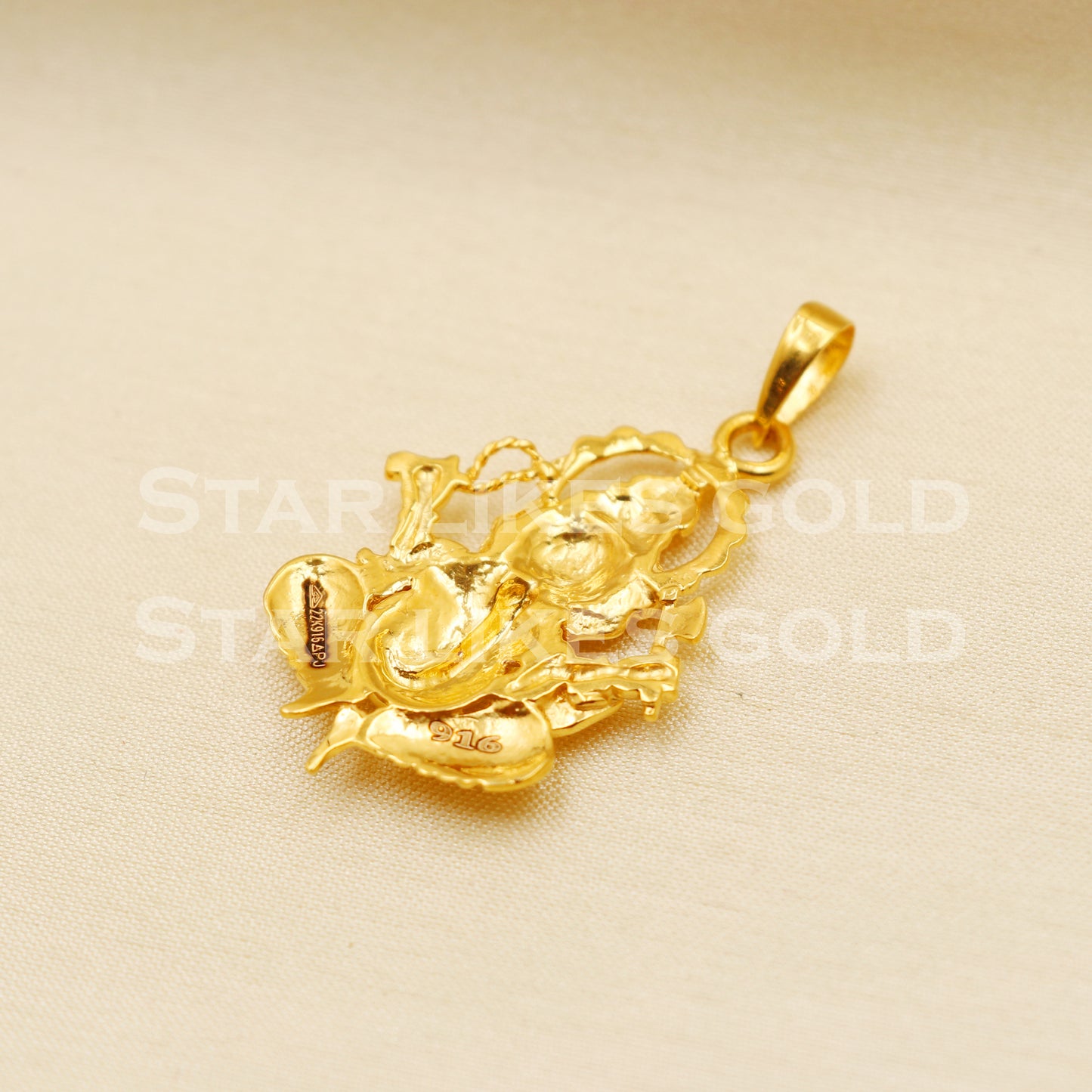 Ganeshji 22k Yellow Gold Handmade Charms Pendant light weight Jewelry, PR1219