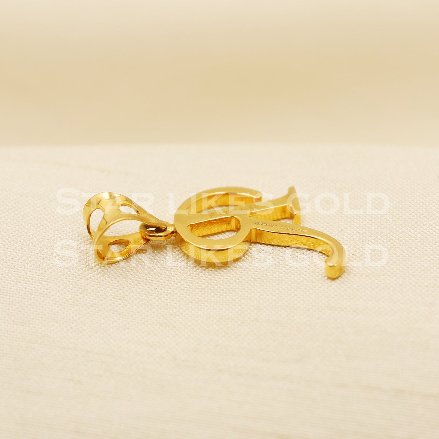 R Name Initial 22k Yellow Gold Handmade Charms Pendant light weight Jewelry, PR1220