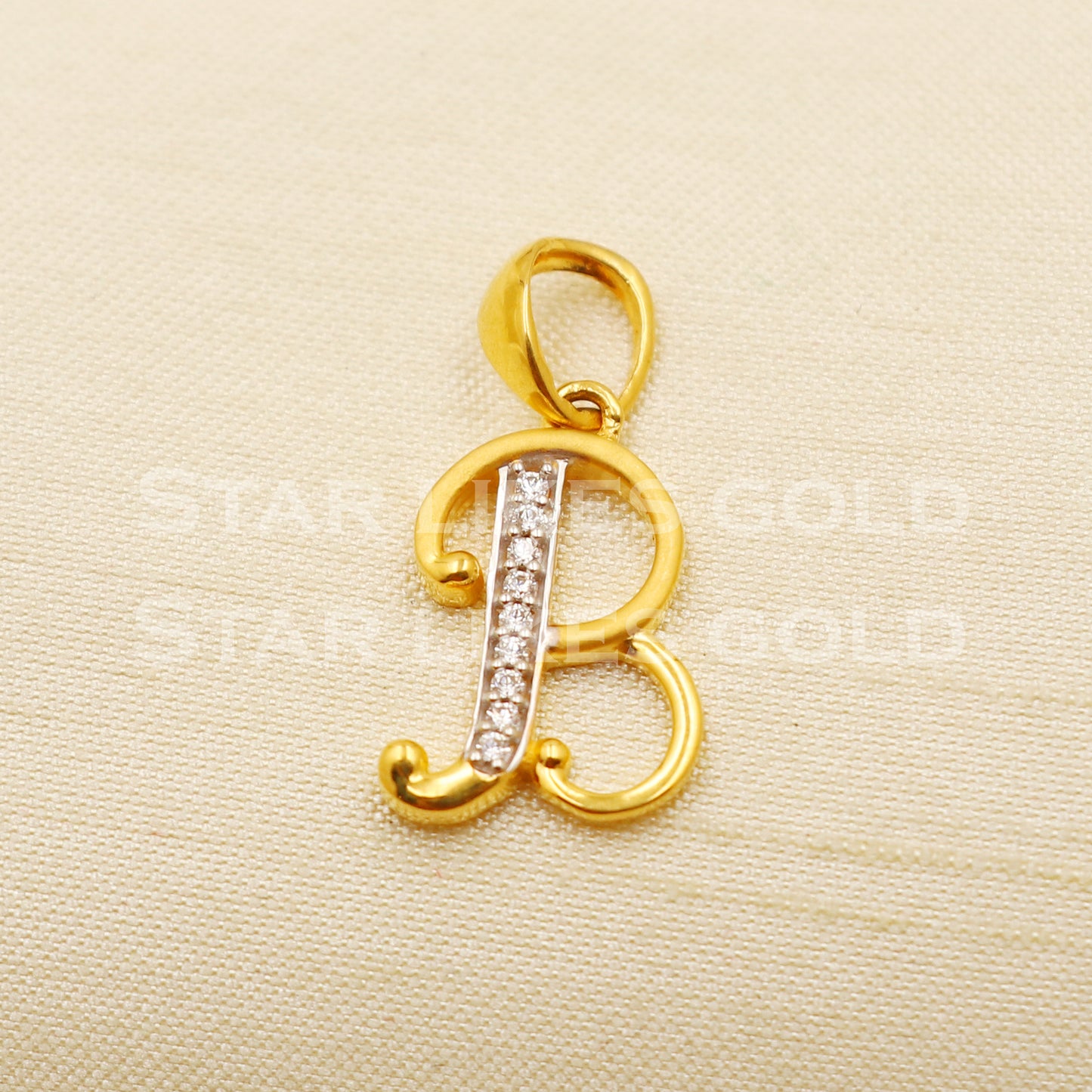 B Name Initial 18k Yellow Gold Handmade Charms Pendant light weight Jewelry, PR1222