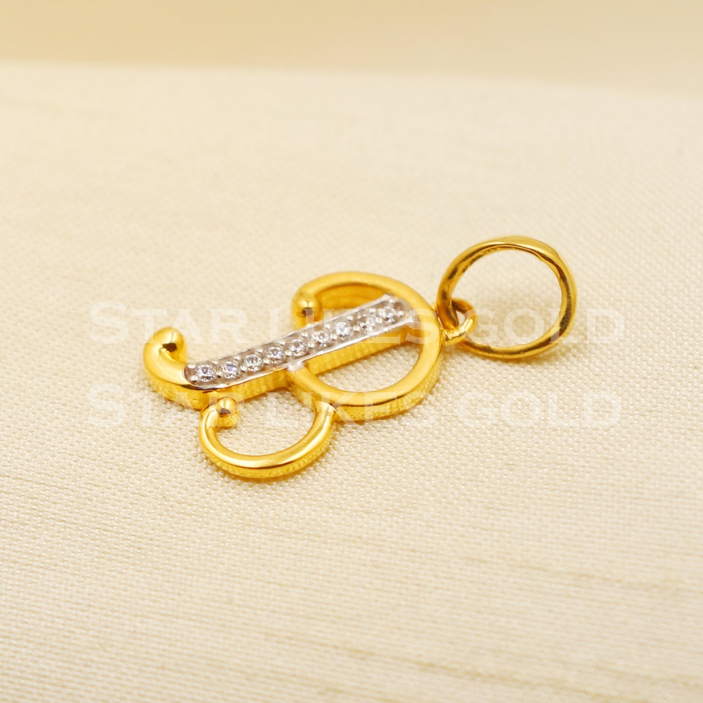 B Name Initial 18k Yellow Gold Handmade Charms Pendant light weight Jewelry, PR1222