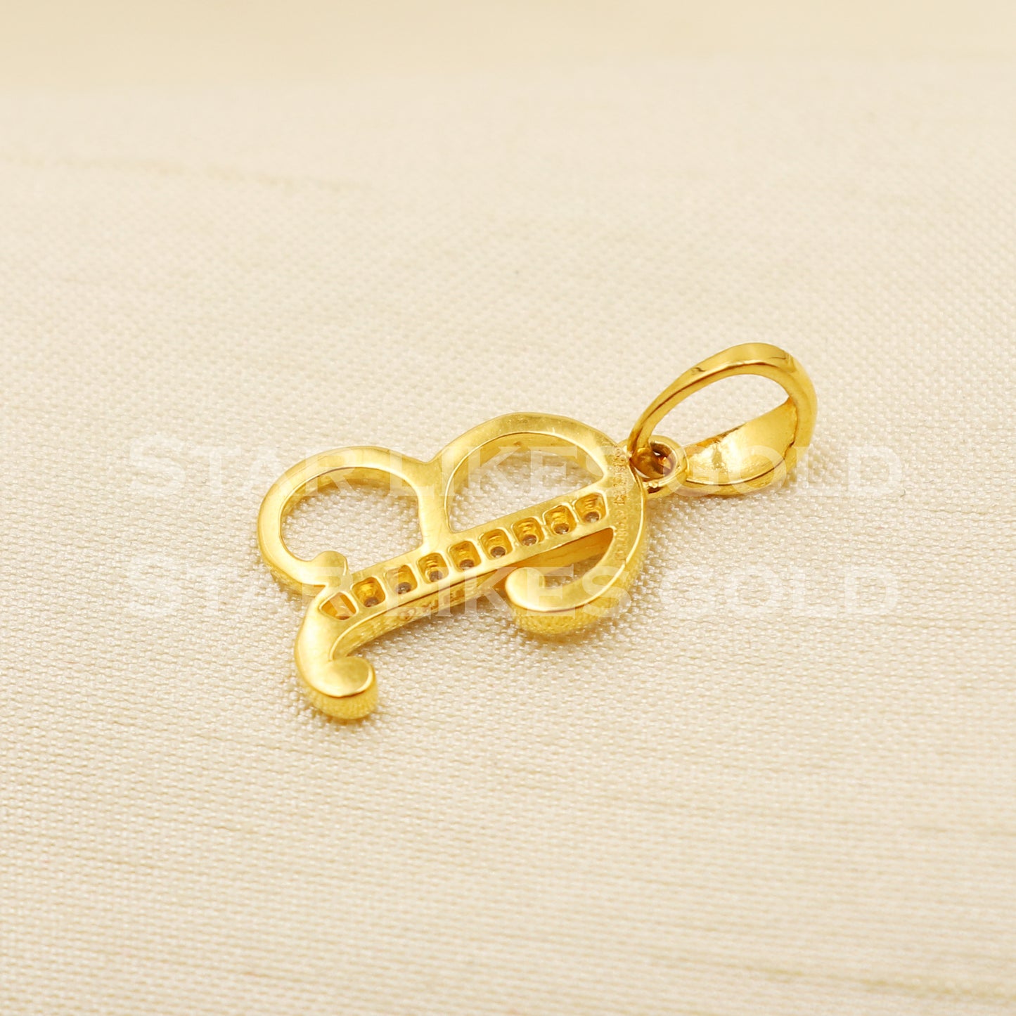 B Name Initial 18k Yellow Gold Handmade Charms Pendant light weight Jewelry, PR1222