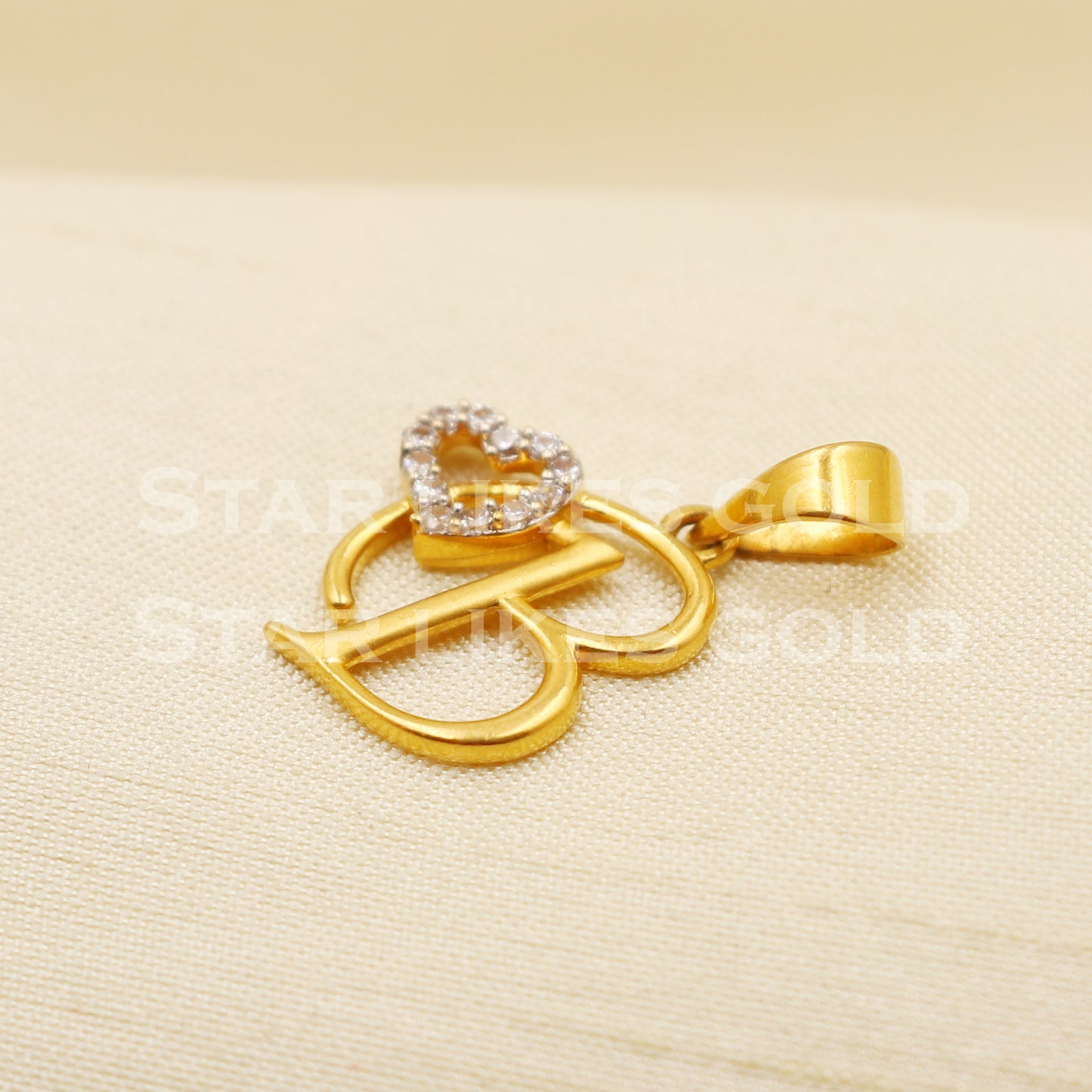 B Name Initial 22k Yellow Gold Handmade Charms Pendant light weight Jewelry, PR1223