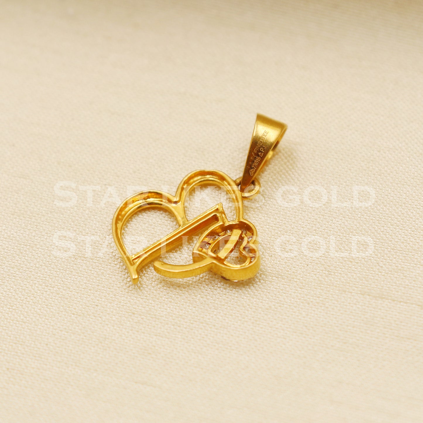 B Name Initial 22k Yellow Gold Handmade Charms Pendant light weight Jewelry, PR1223