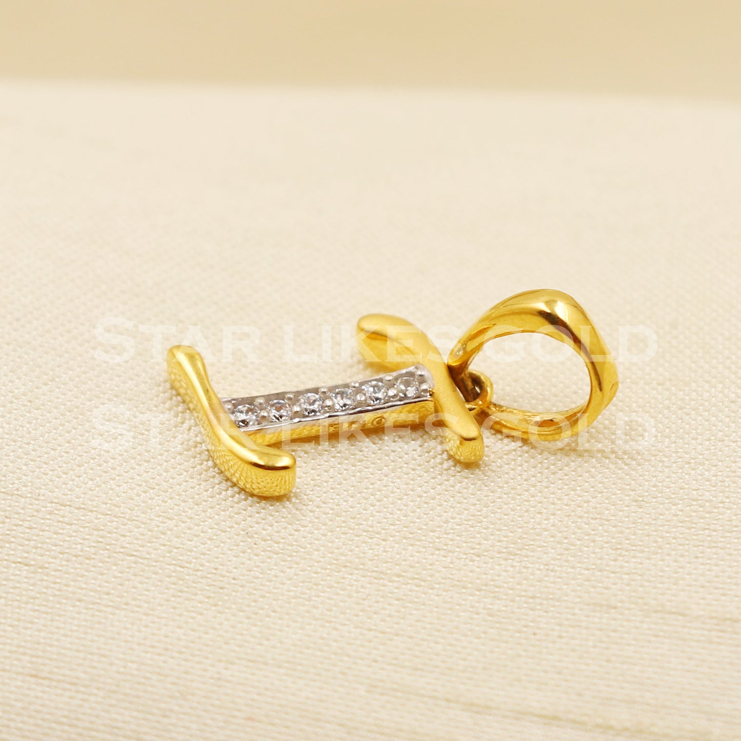I Alphabet Initial 18k Yellow Gold Handmade Charms Pendant light weight Jewelry, PR1225