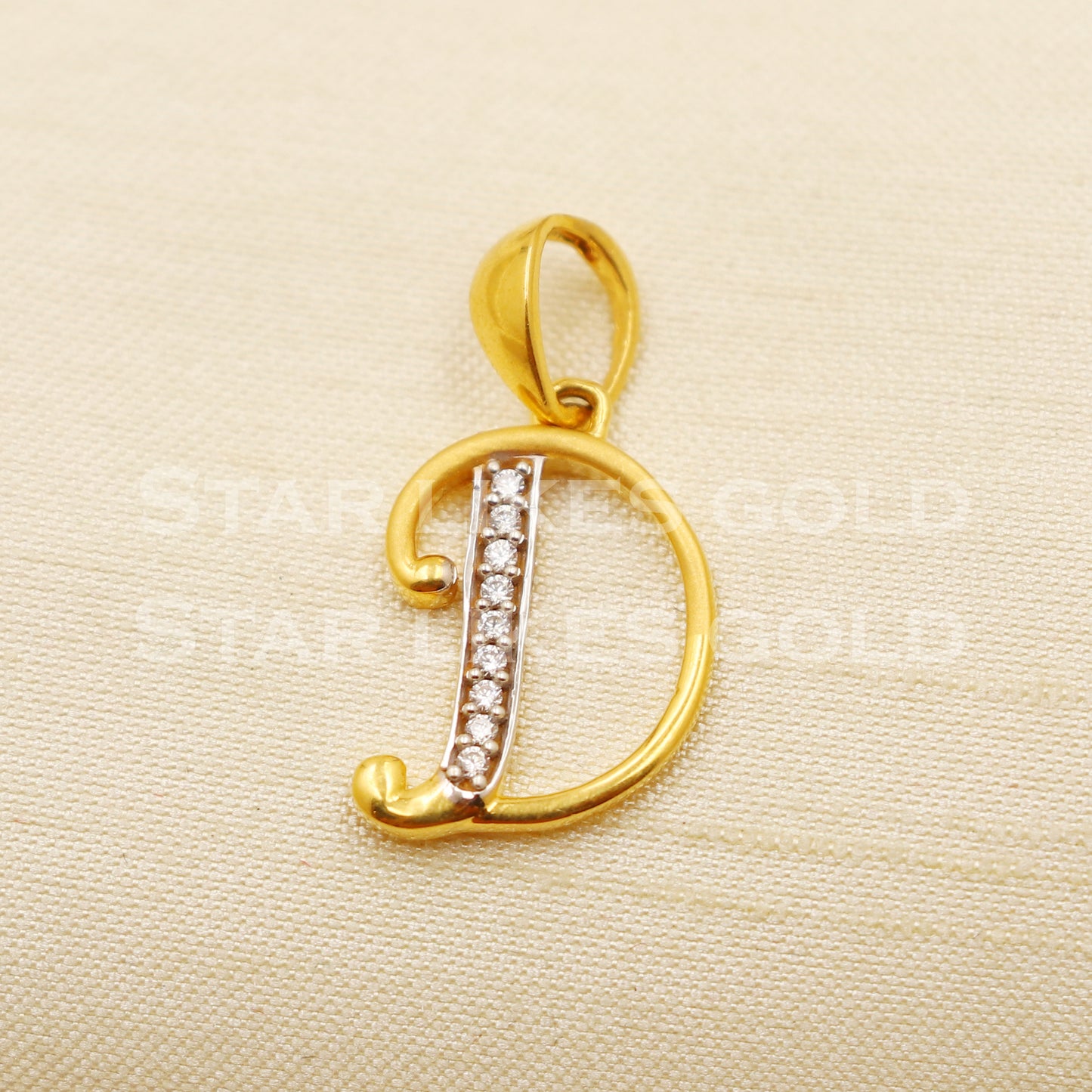 D Alphabet Initial 18k Yellow Gold Handmade Charms Pendant light weight Jewelry, PR1228