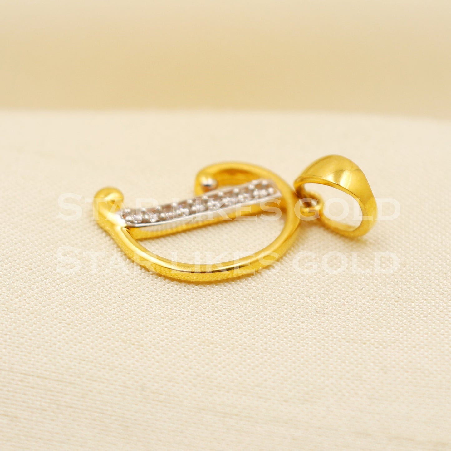 D Alphabet Initial 18k Yellow Gold Handmade Charms Pendant light weight Jewelry, PR1228