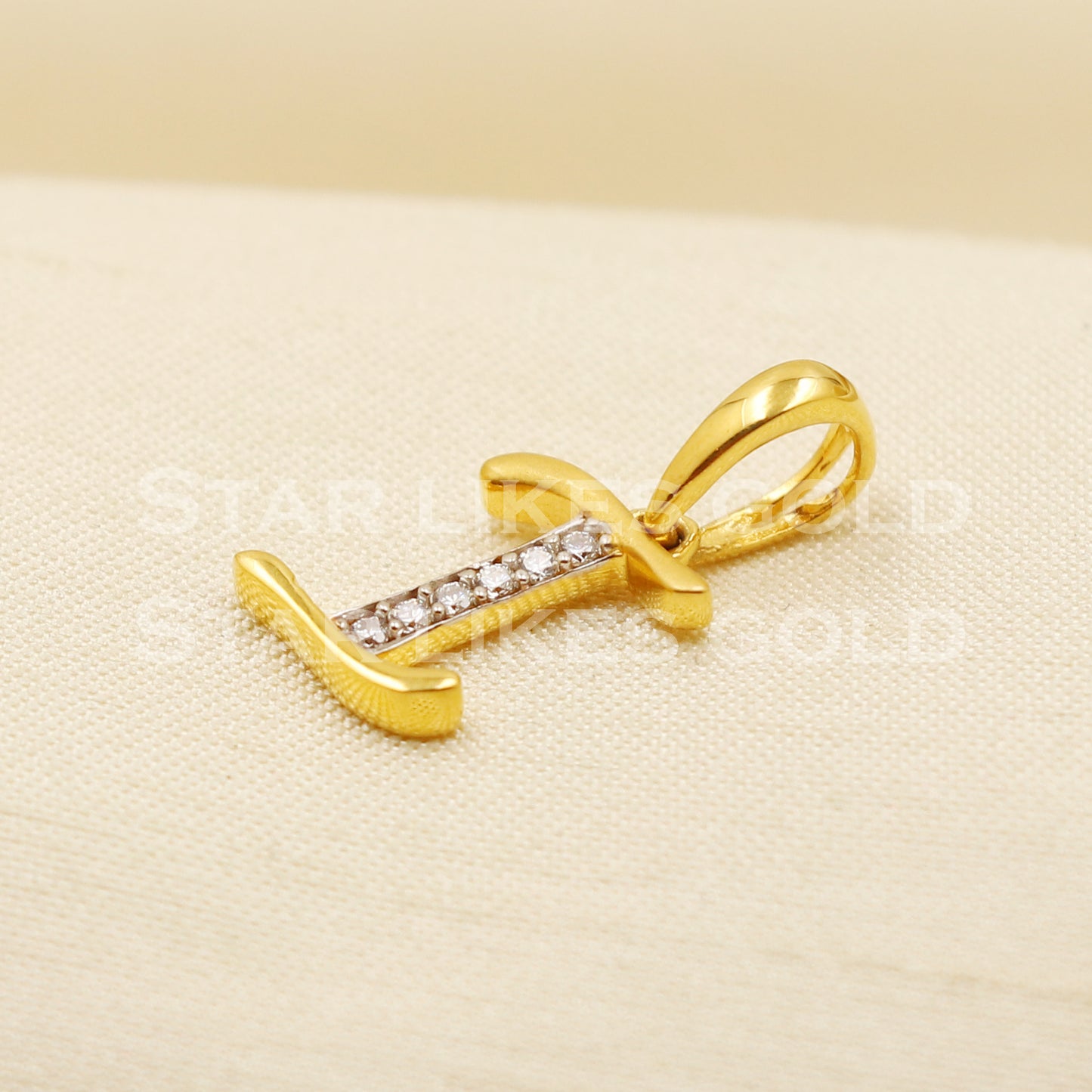 I Alphabet Initial 18k Yellow Gold Handmade Charms Pendant light weight Jewelry, PR1229