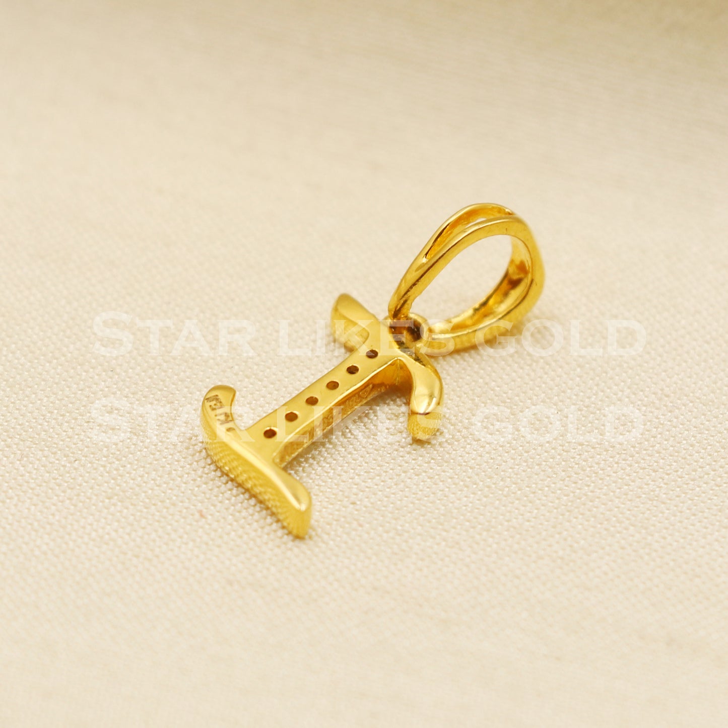 I Alphabet Initial 18k Yellow Gold Handmade Charms Pendant light weight Jewelry, PR1229