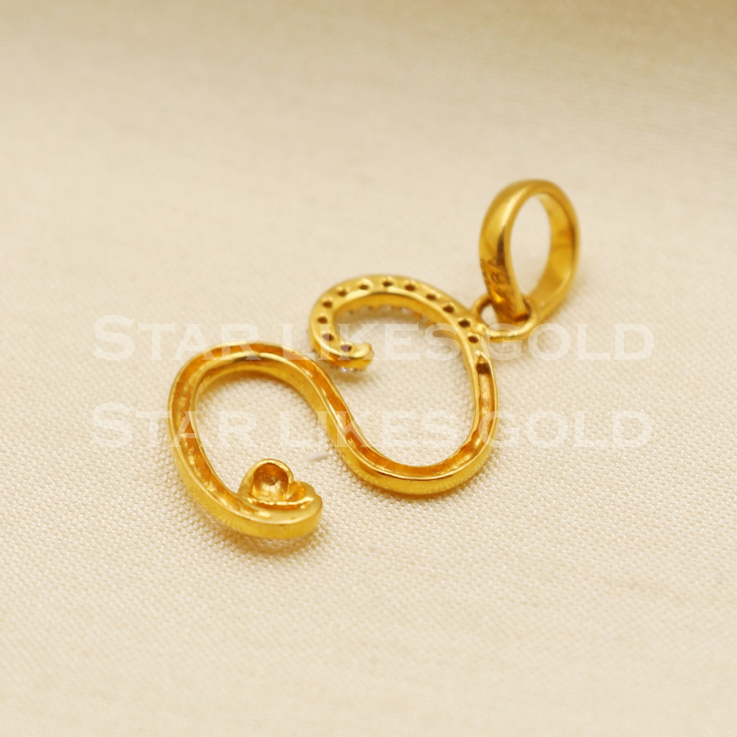 S Alphabet Initial 22k Yellow Gold Handmade Charms Pendant light weight Jewelry, PR1230