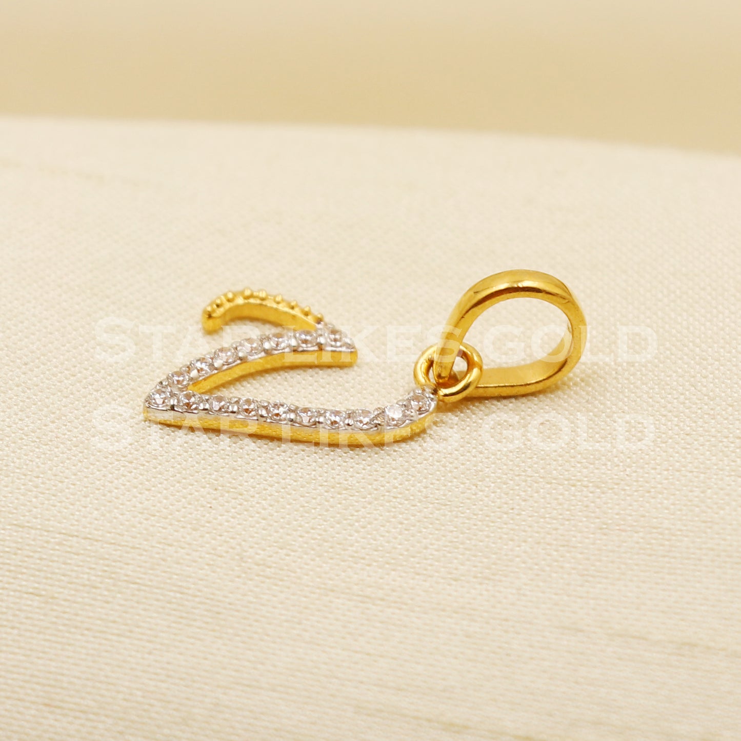 V Alphabet Initial 22k Yellow Gold Handmade Charms Pendant light weight Jewelry, PR1231