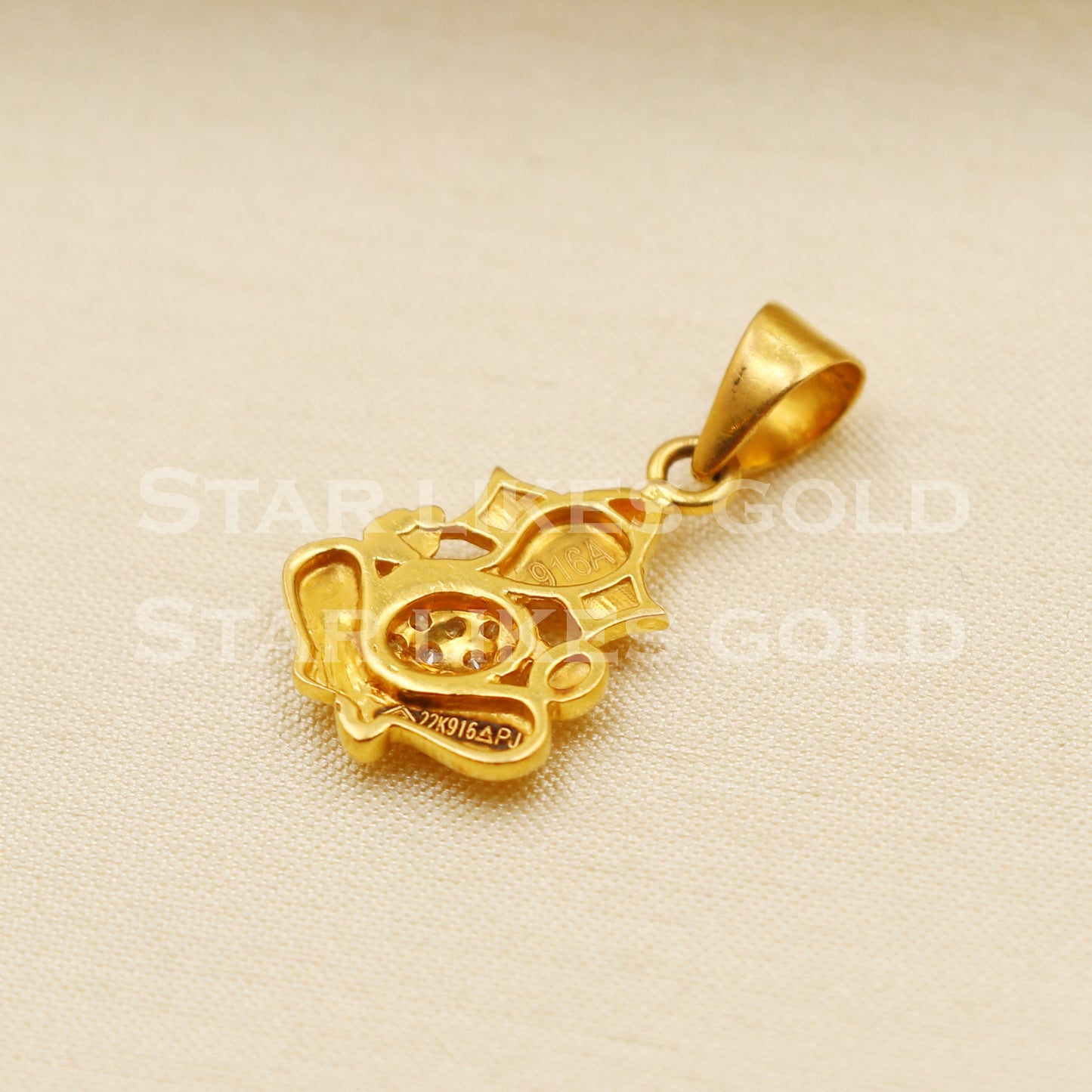 Ganeshji 22k Yellow Gold Handmade Charms Pendant light weight Jewelry, PR1233