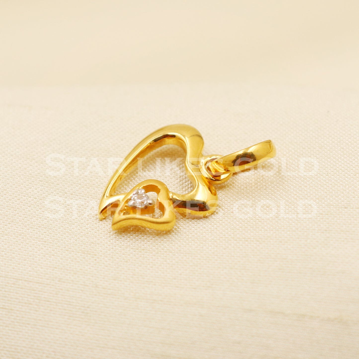Heart 22k Yellow Gold Handmade Pendant Jewelry, PR1242
