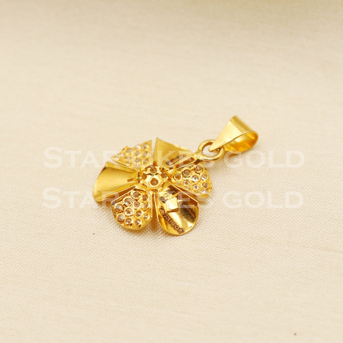 Flower 22k Yellow Gold Handmade Pendant Jewelry, PR1244