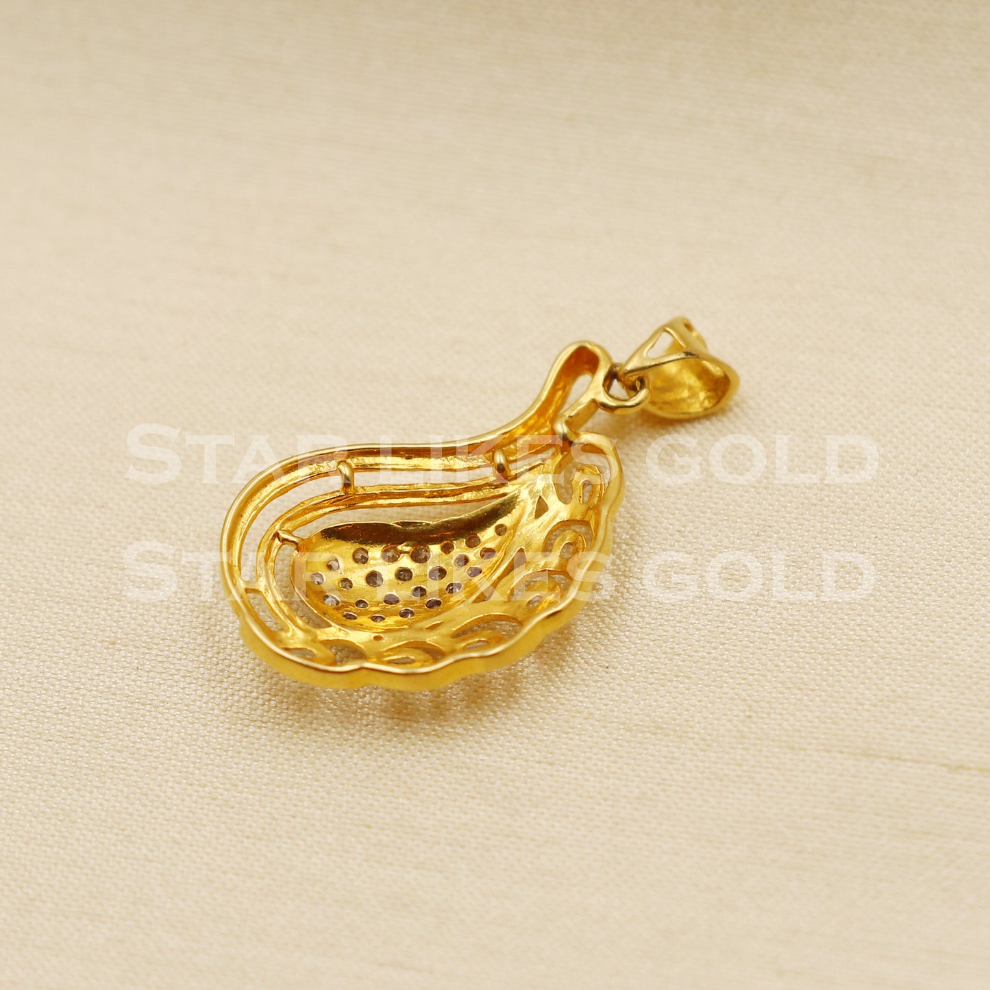 18k Yellow Gold Handmade Zircons Pendant Jewelry, PR1250