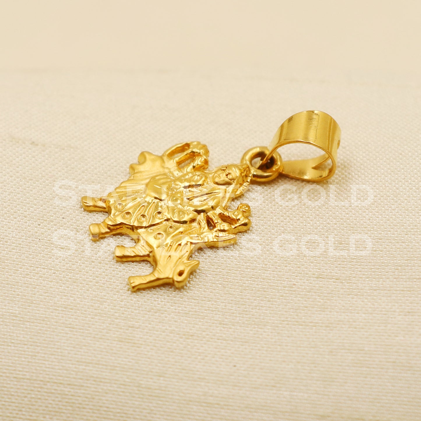 Durga Devi Goddess 22k Yellow Gold Handmade Pendant light weight Jewelry, PR1260