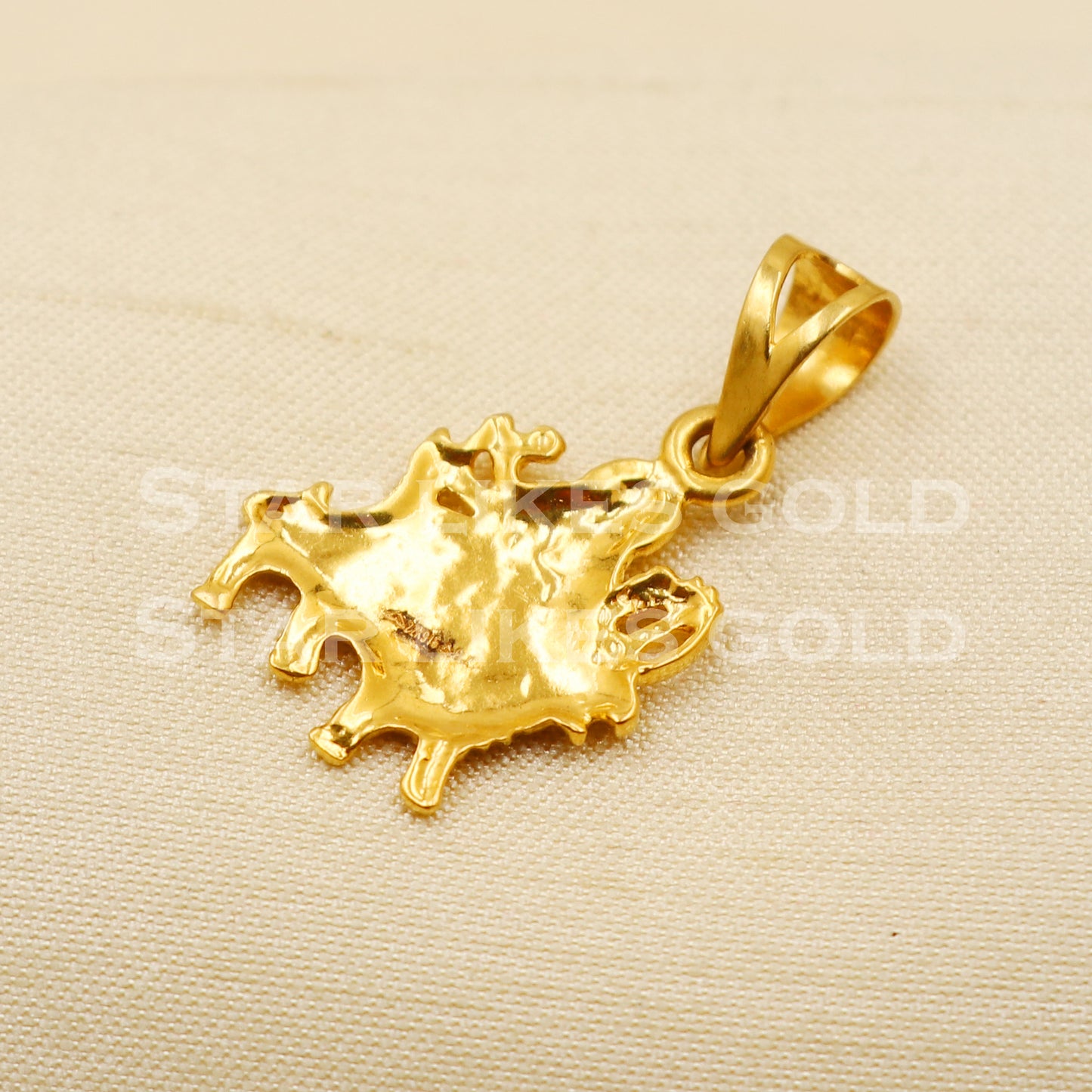 Durga Devi Goddess 22k Yellow Gold Handmade Pendant light weight Jewelry, PR1260