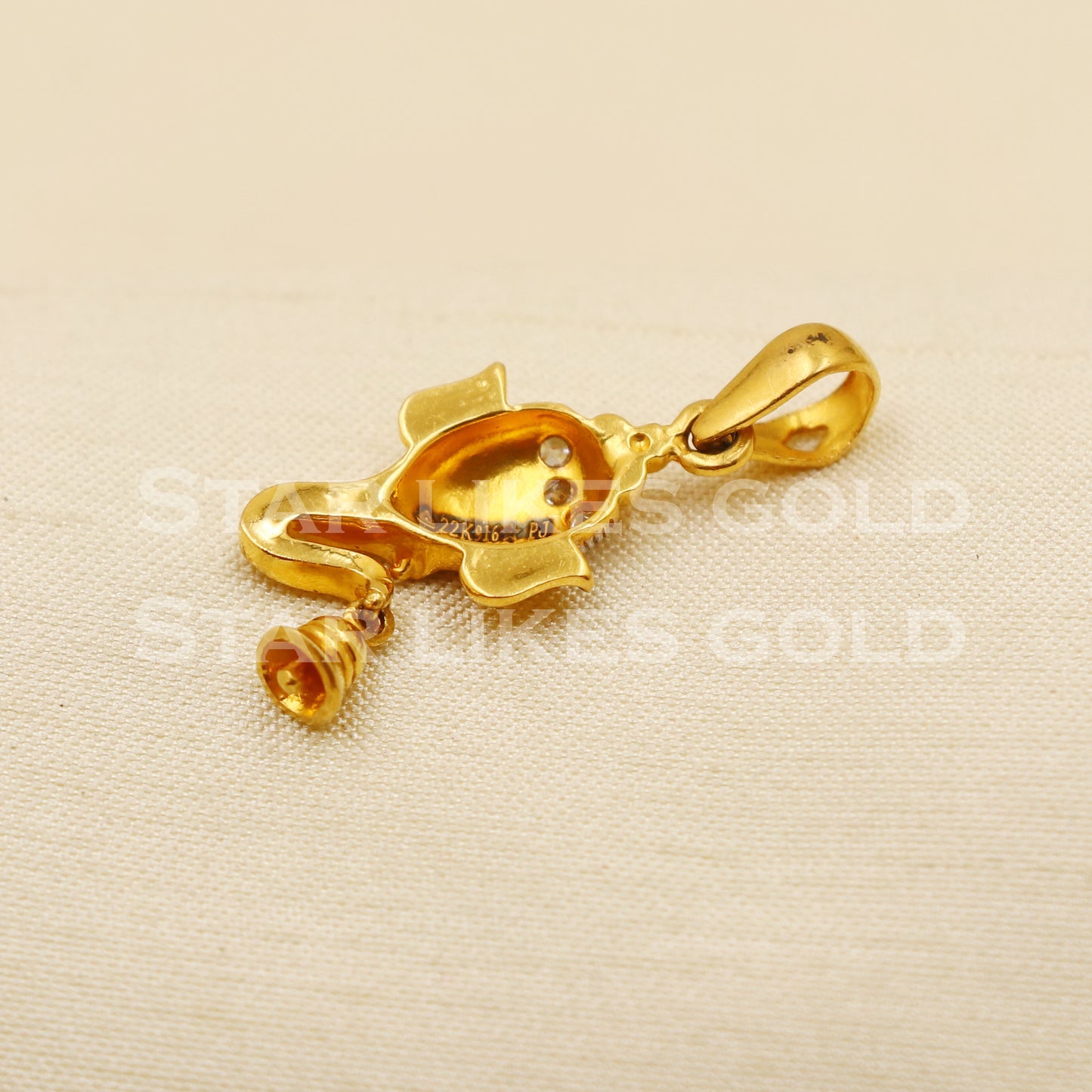 Ganeshji with bell 22k Yellow Gold Handmade Pendant Jewelry, PR1264