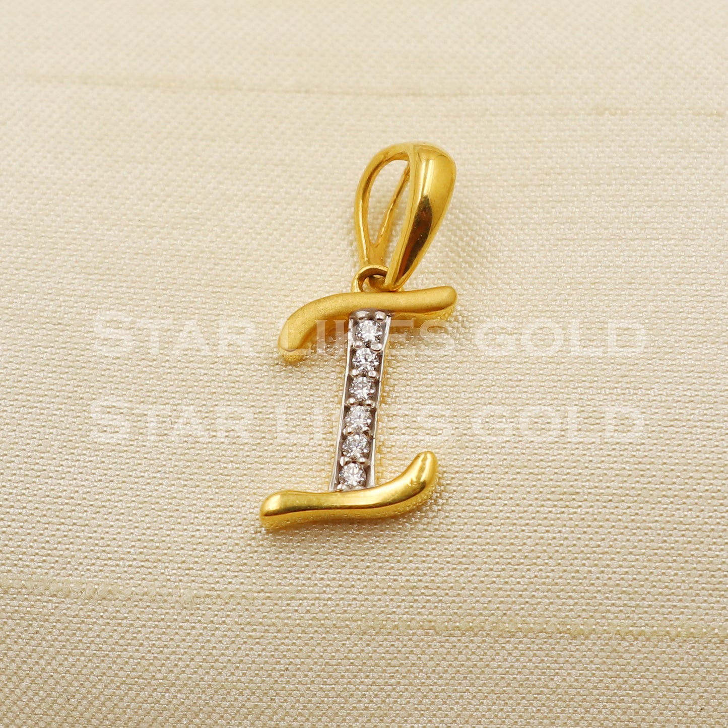 I ALPHABET 18k Yellow Gold Handmade Pendant light weight Jewelry, PR1268