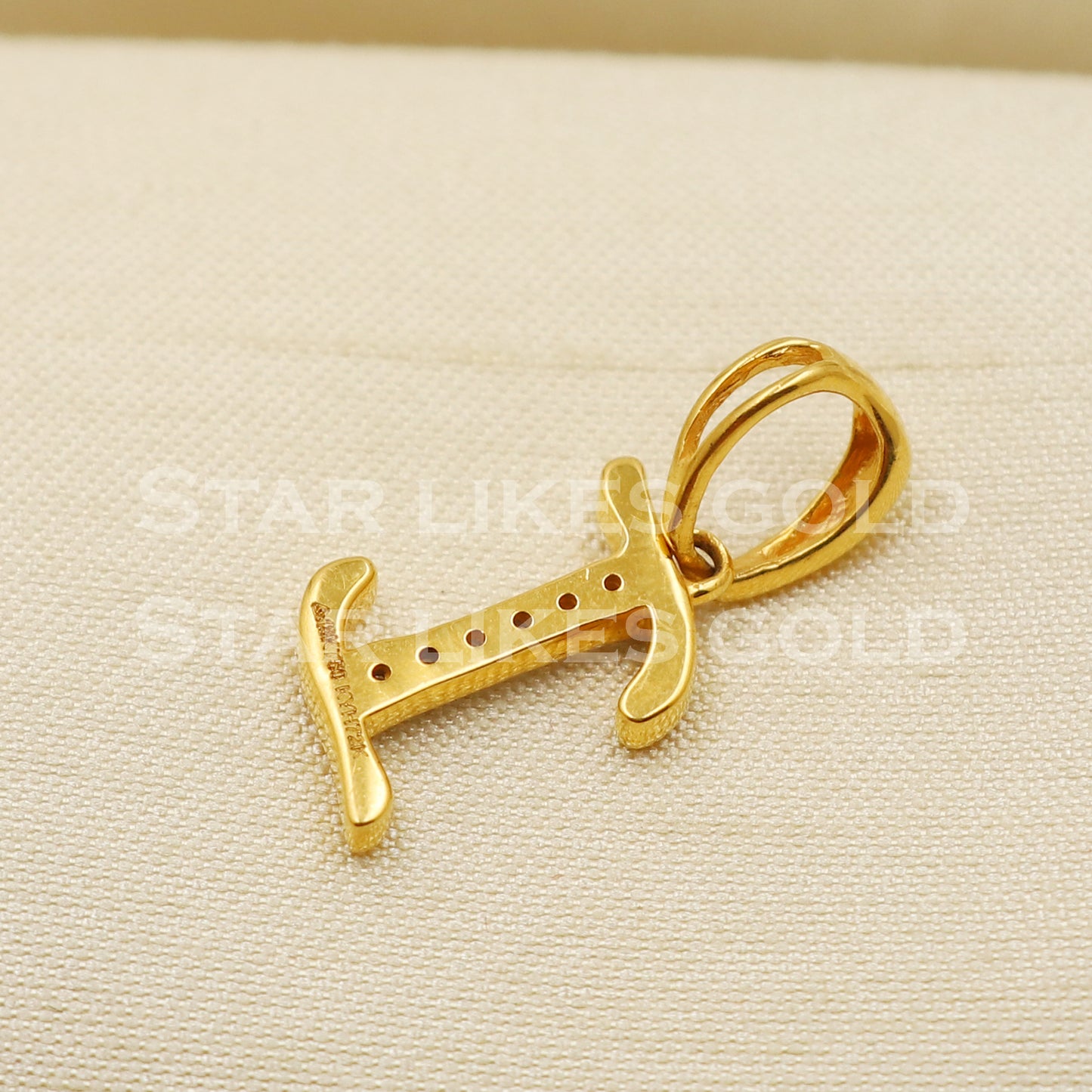 I ALPHABET 18k Yellow Gold Handmade Pendant light weight Jewelry, PR1268