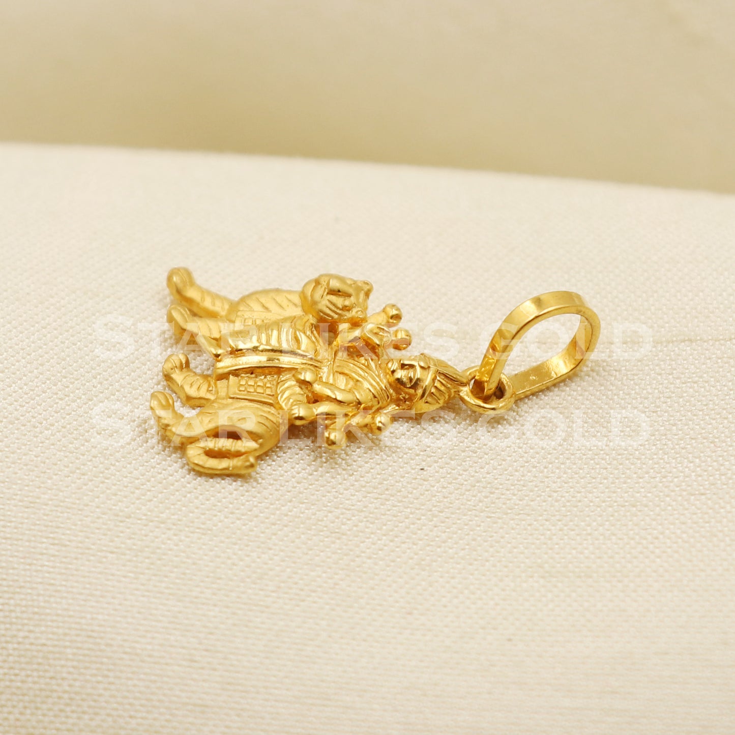 Durga Devi Goddess 22k Yellow Gold Handmade Pendant light weight Jewelry, PR1273