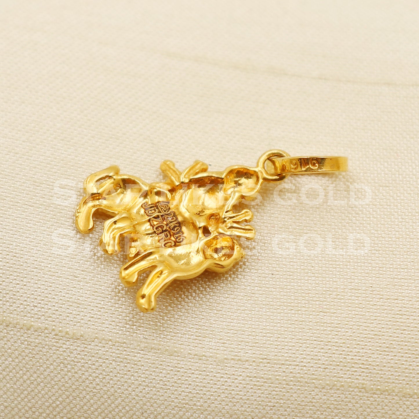 Durga Devi Goddess 22k Yellow Gold Handmade Pendant light weight Jewelry, PR1273