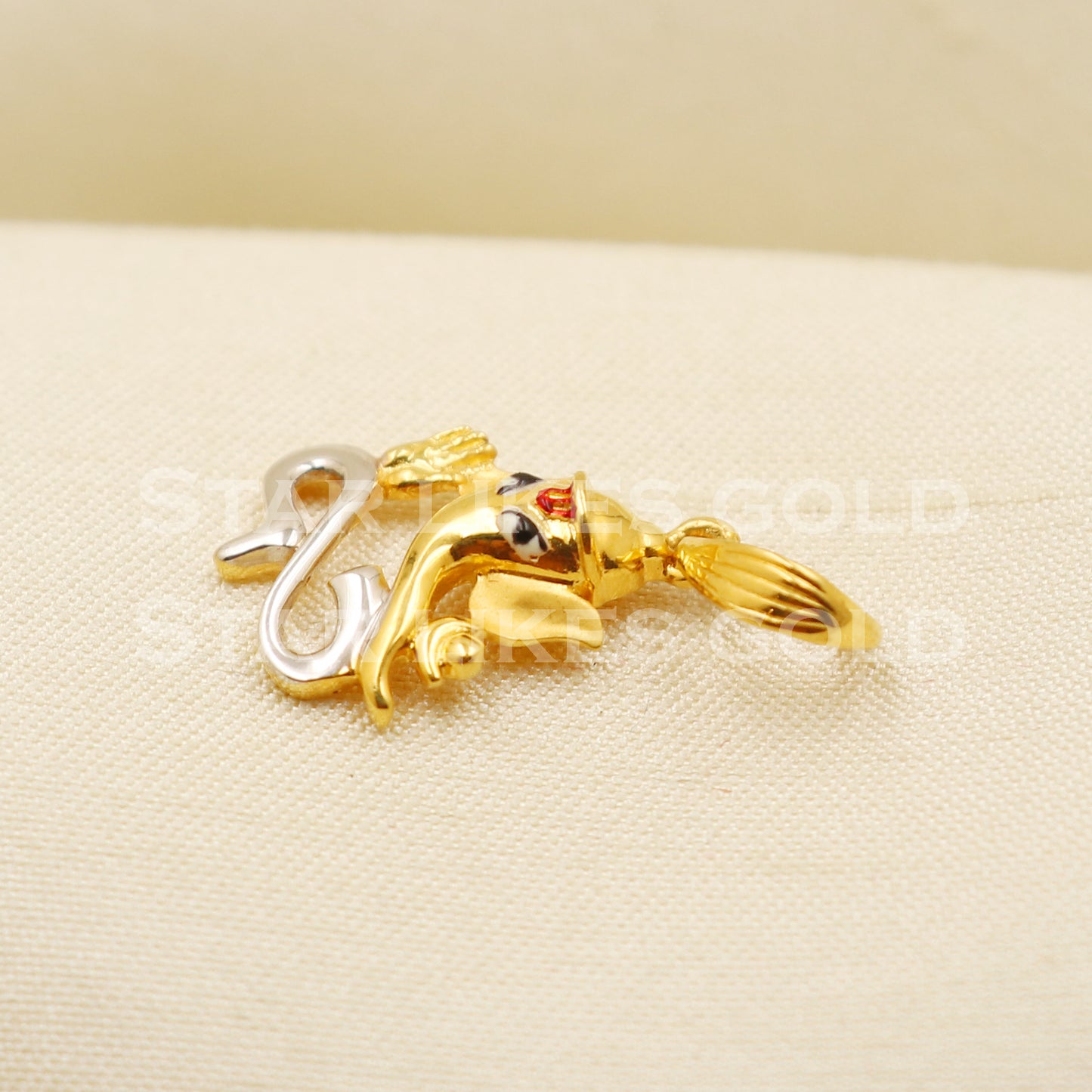 Enameled Ganeshji 22k Yellow Gold Handmade Pendant Jewelry, PR1276