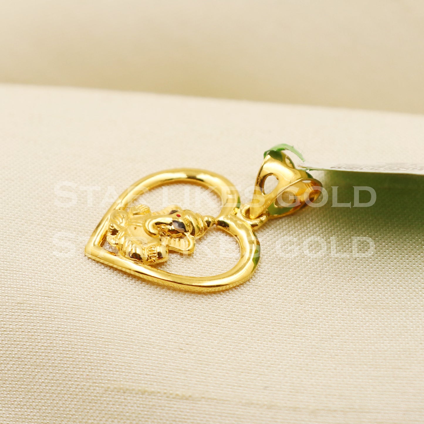 Enameled Ganeshji 22k Yellow Gold Handmade Pendant Jewelry, PR1277