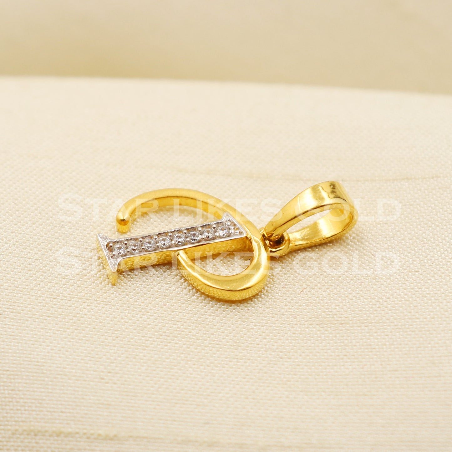 P alphabet Initial Zircon 18k Yellow Gold Handmade Charms Pendant light weight Jewelry, PR1278