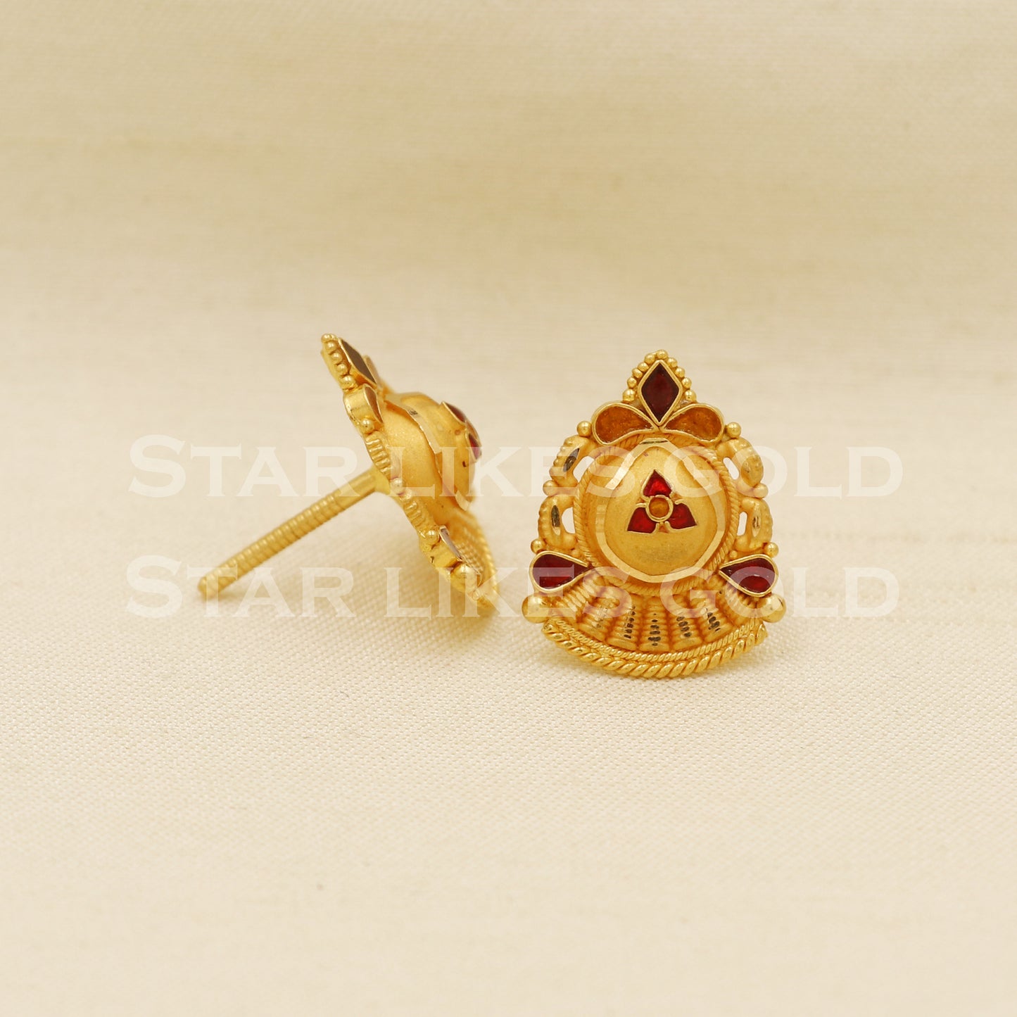 Beautiful 22k 22 karat gold dangle earrings, PR1290