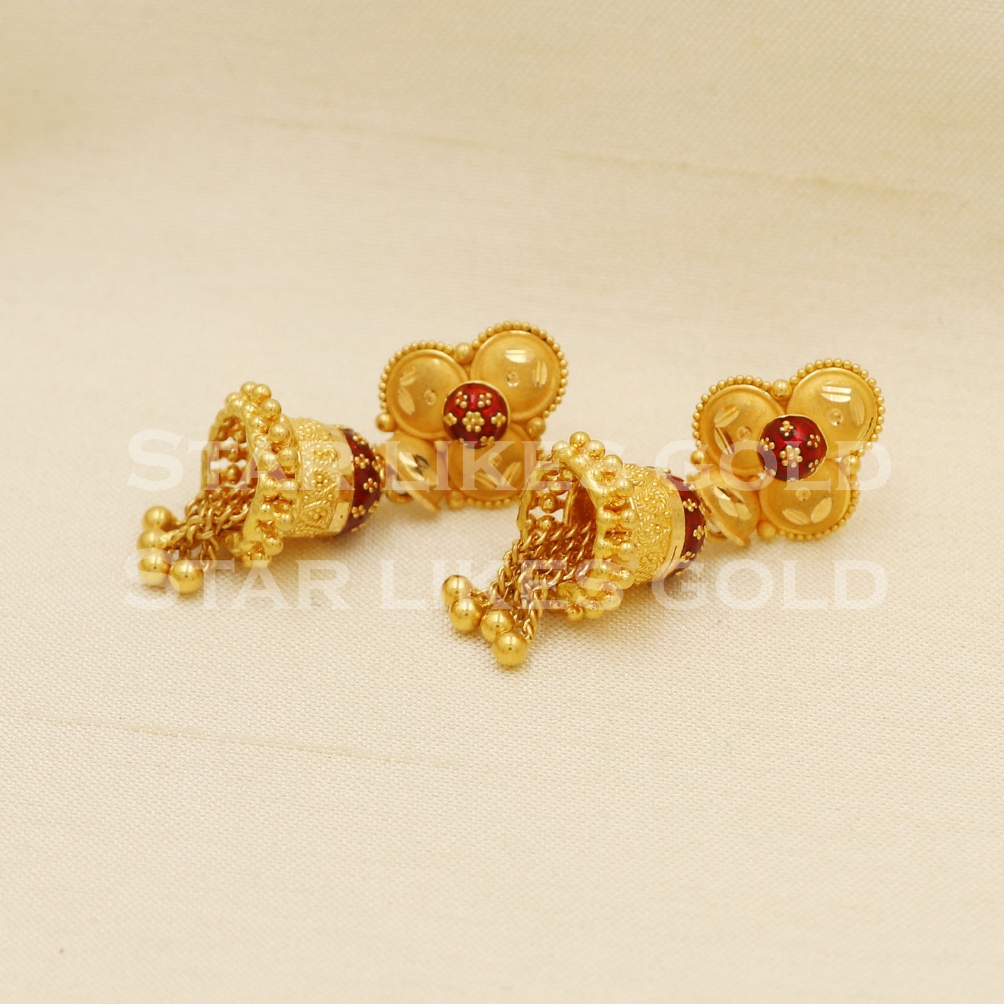 Stunning 22k 22 karat gold jhumki stud earrings, PR1308