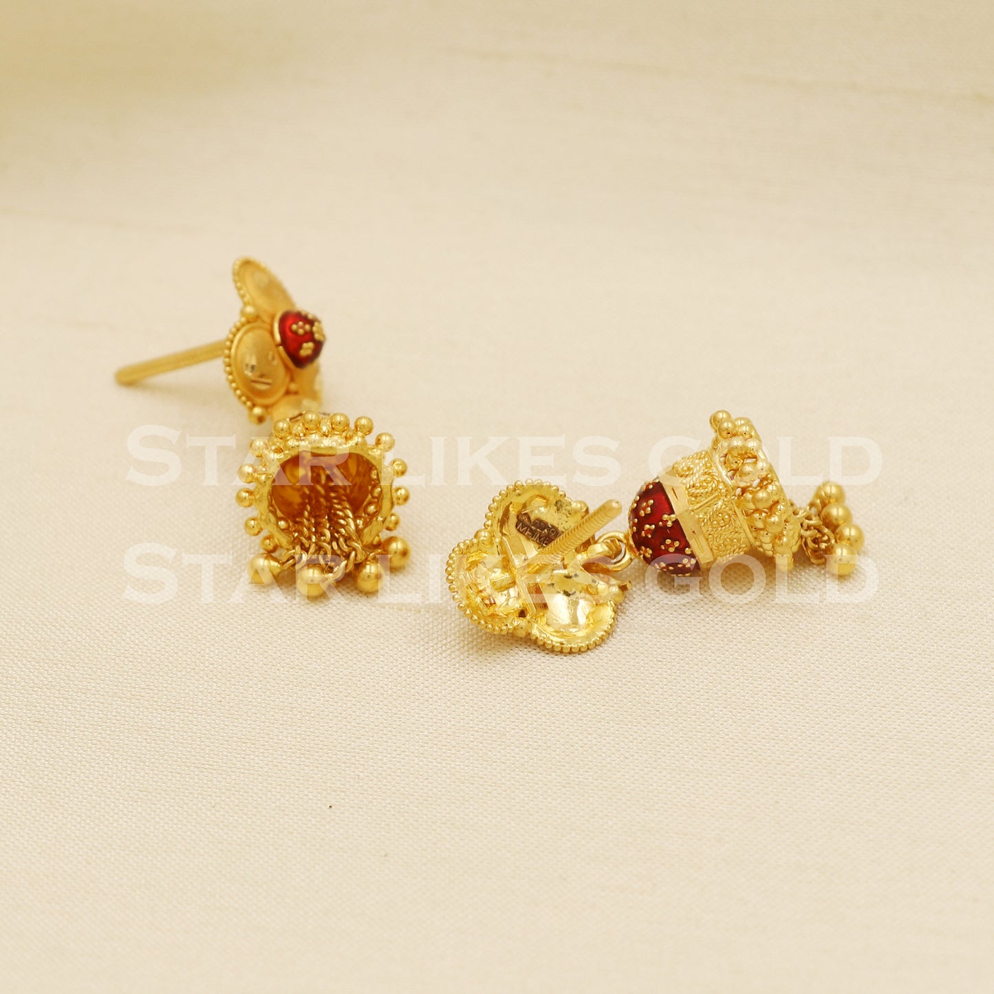 Stunning 22k 22 karat gold jhumki stud earrings, PR1308