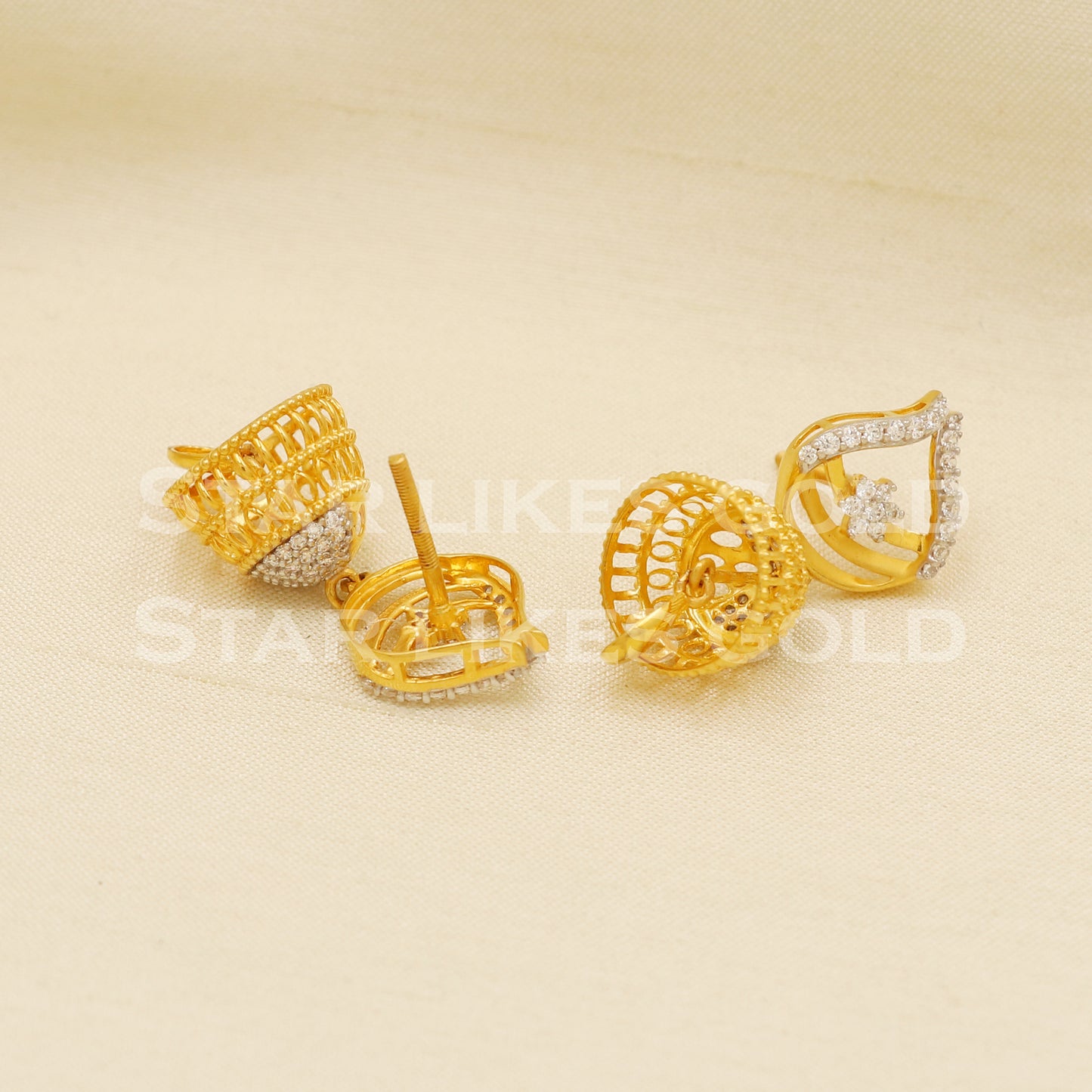 Stunning 22k 22 karat gold Zircons jhumki earrings, PR1310