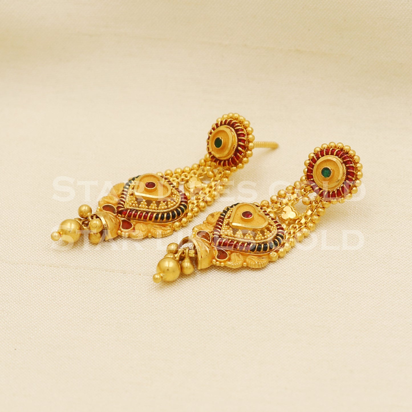 Fine 22k 22 karat gold Dangle earrings, PR1312