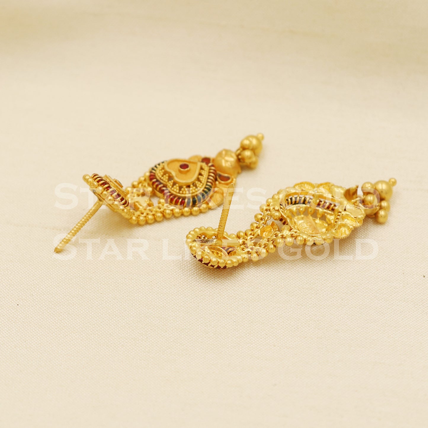 Fine 22k 22 karat gold Dangle earrings, PR1312