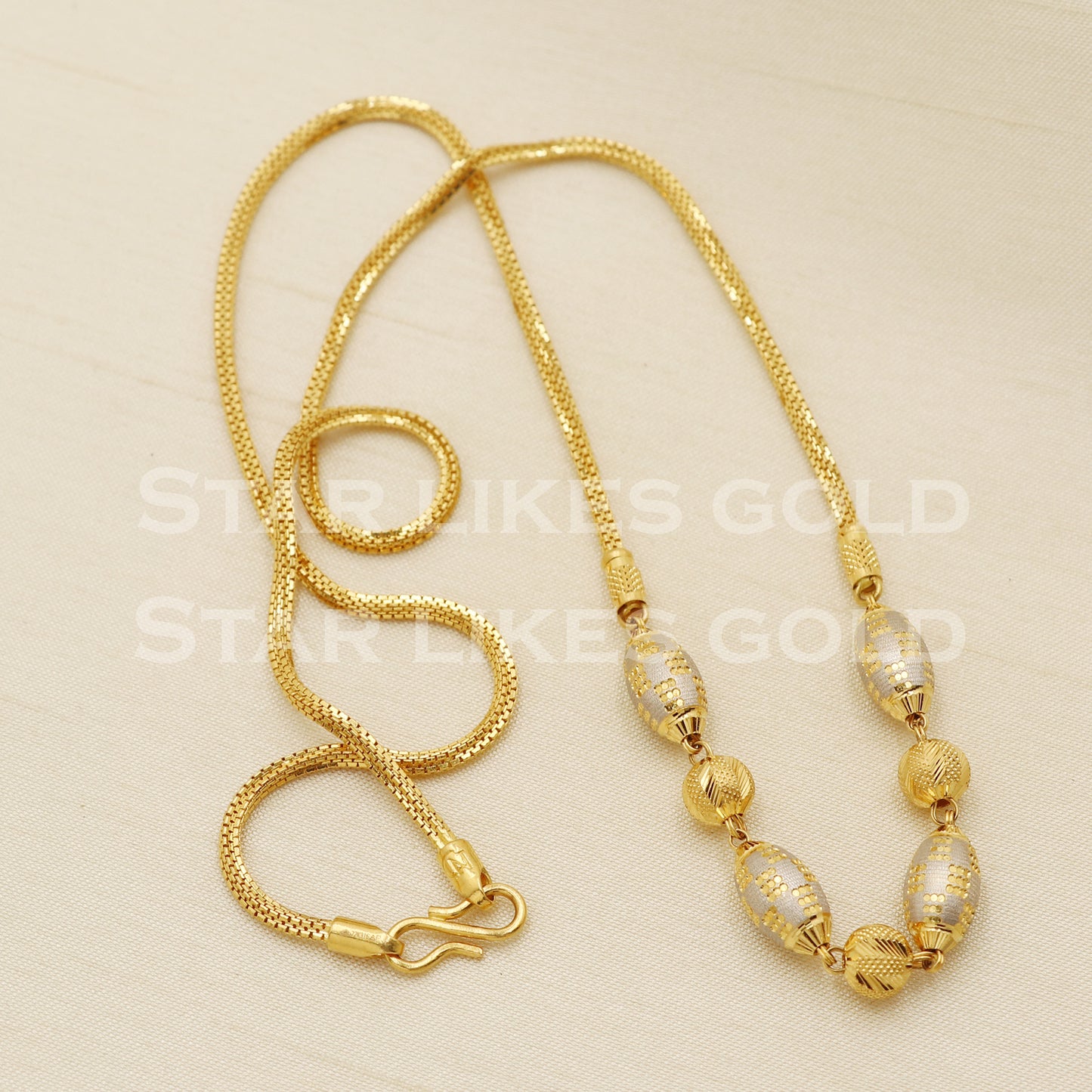 22k 22KT GOLD chain necklace Handmade fine Jewelry, PR1319